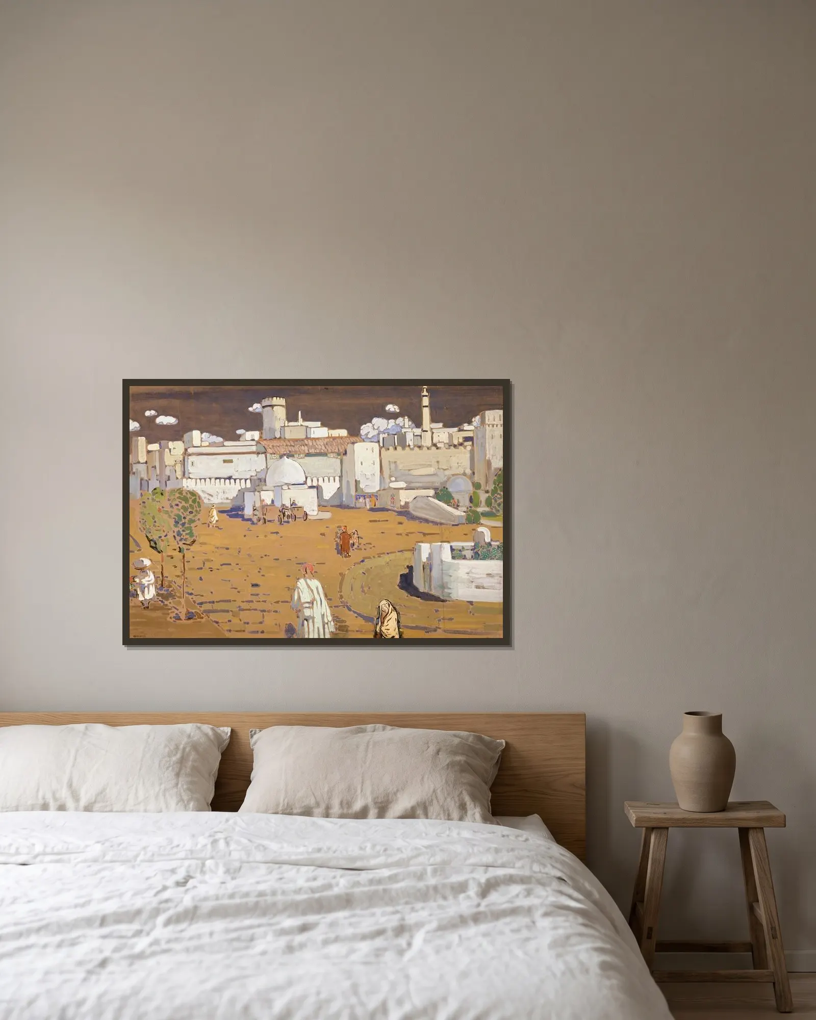 Arab City av Wassily Kandinsky inramad på en vägg