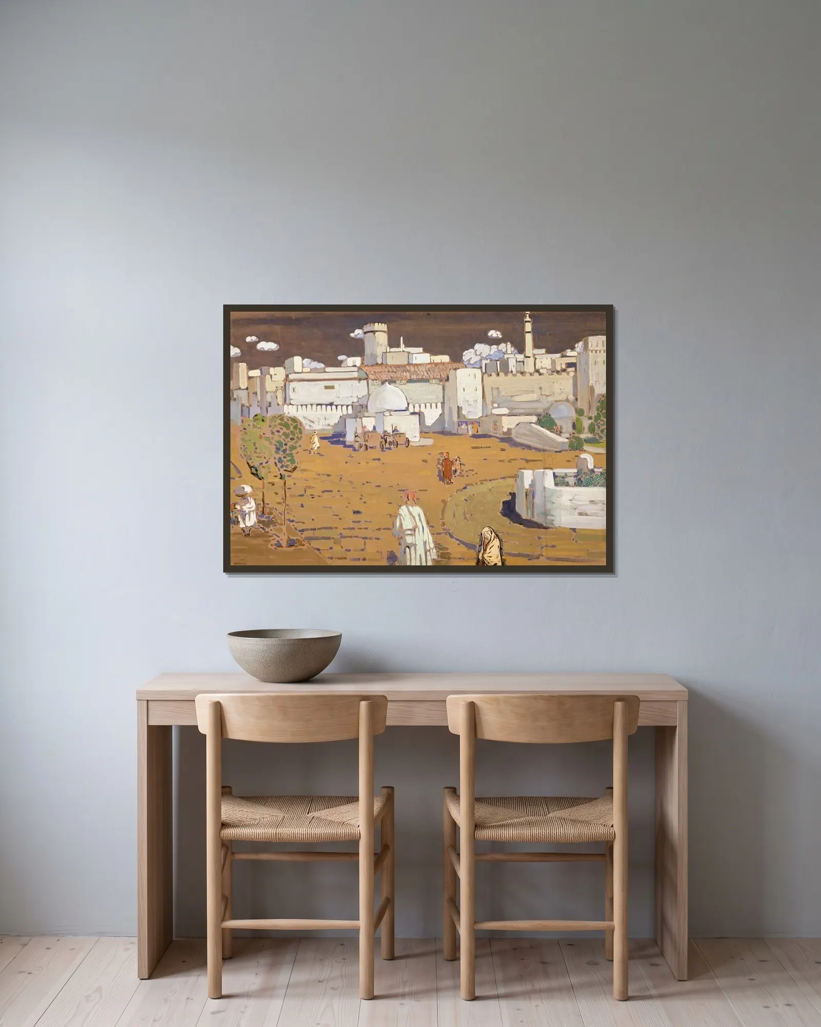 Arab City av Wassily Kandinsky inramad på en vägg