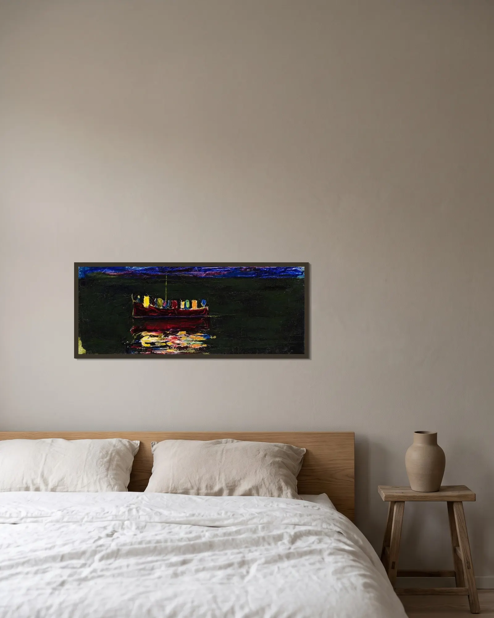 Boot mit Laterne (Rapallo) av Wassily Kandinsky inramad på en vägg