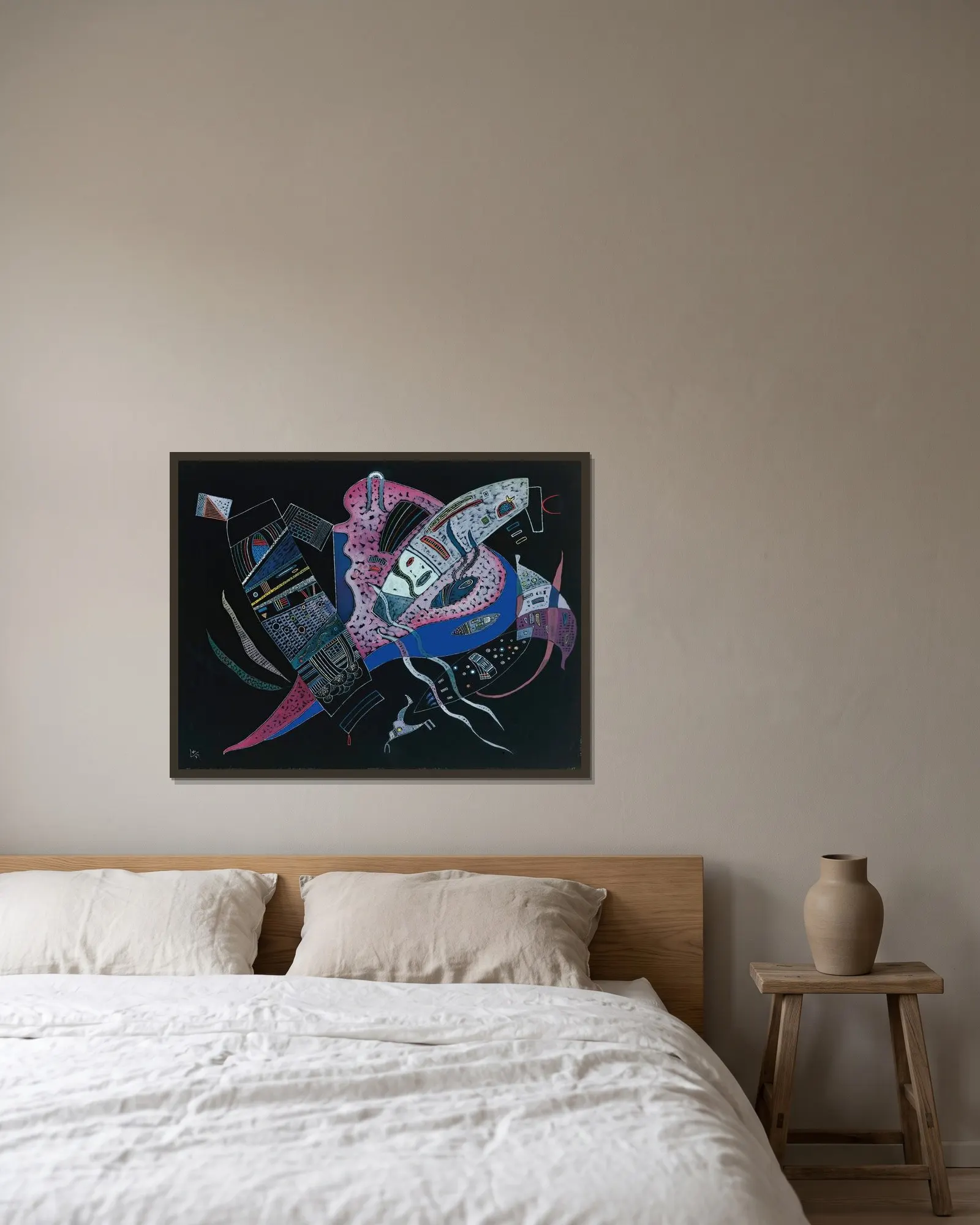 Concentré av Wassily Kandinsky inramad på en vägg