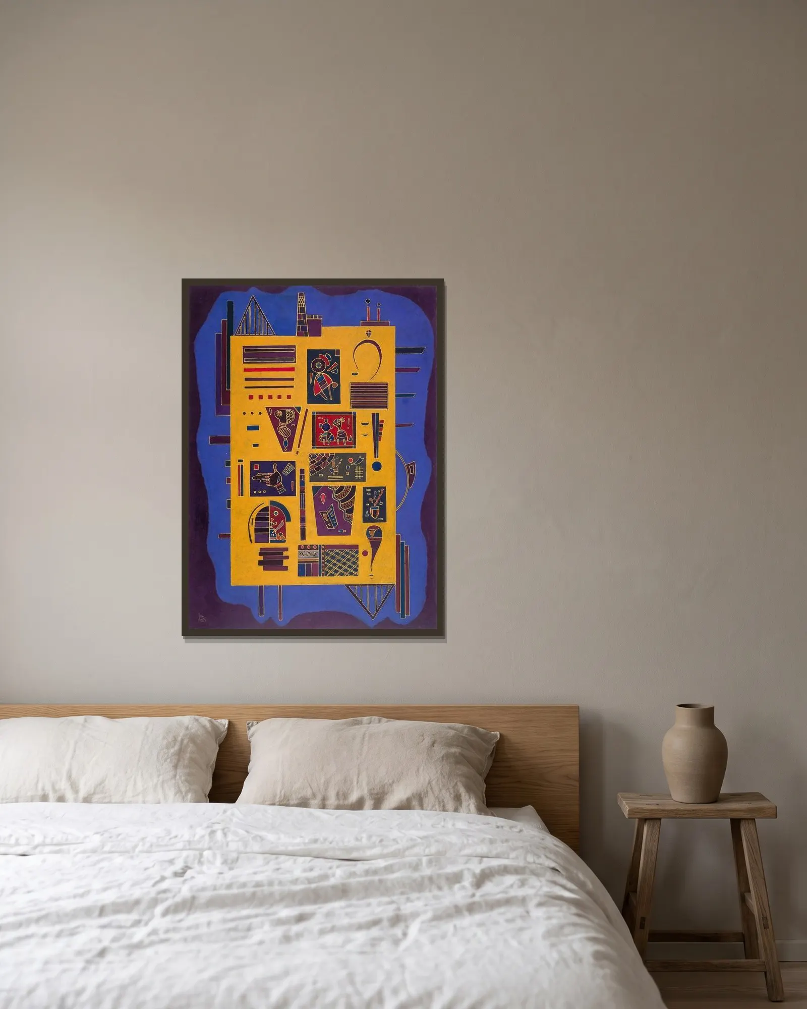Conglomerate av Wassily Kandinsky inramad på en vägg