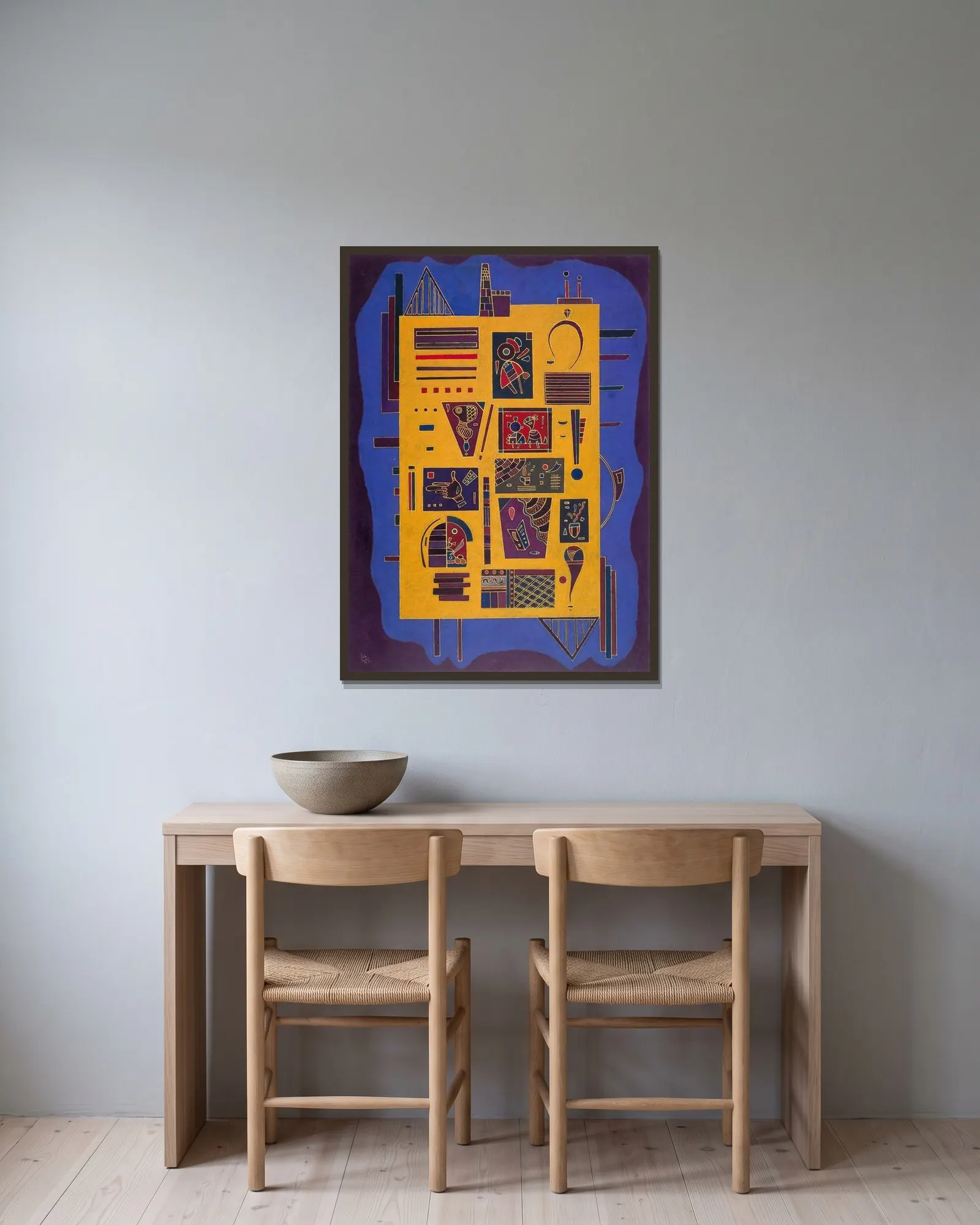 Conglomerate av Wassily Kandinsky inramad på en vägg
