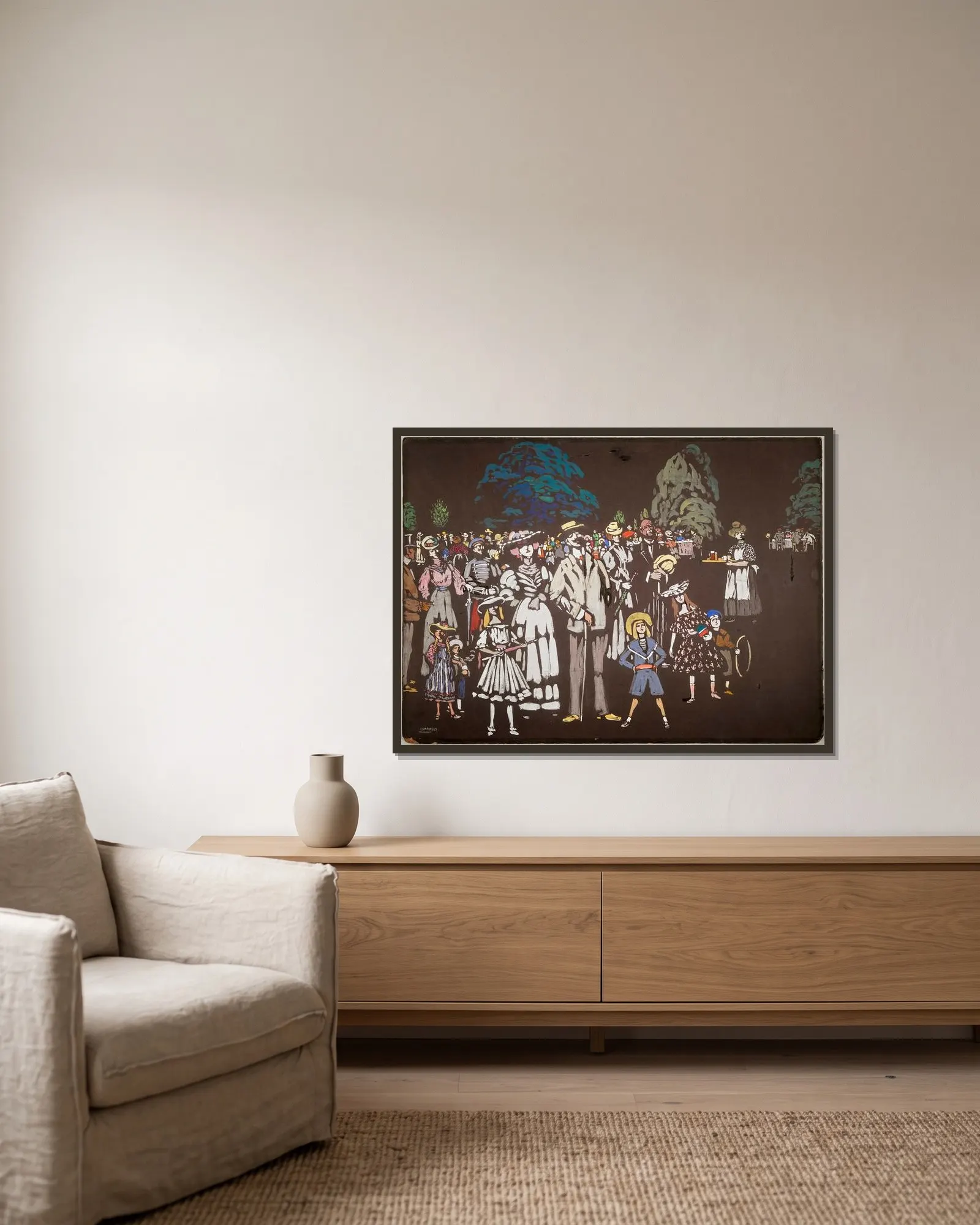 Die Zuschauer av Wassily Kandinsky inramad på en vägg