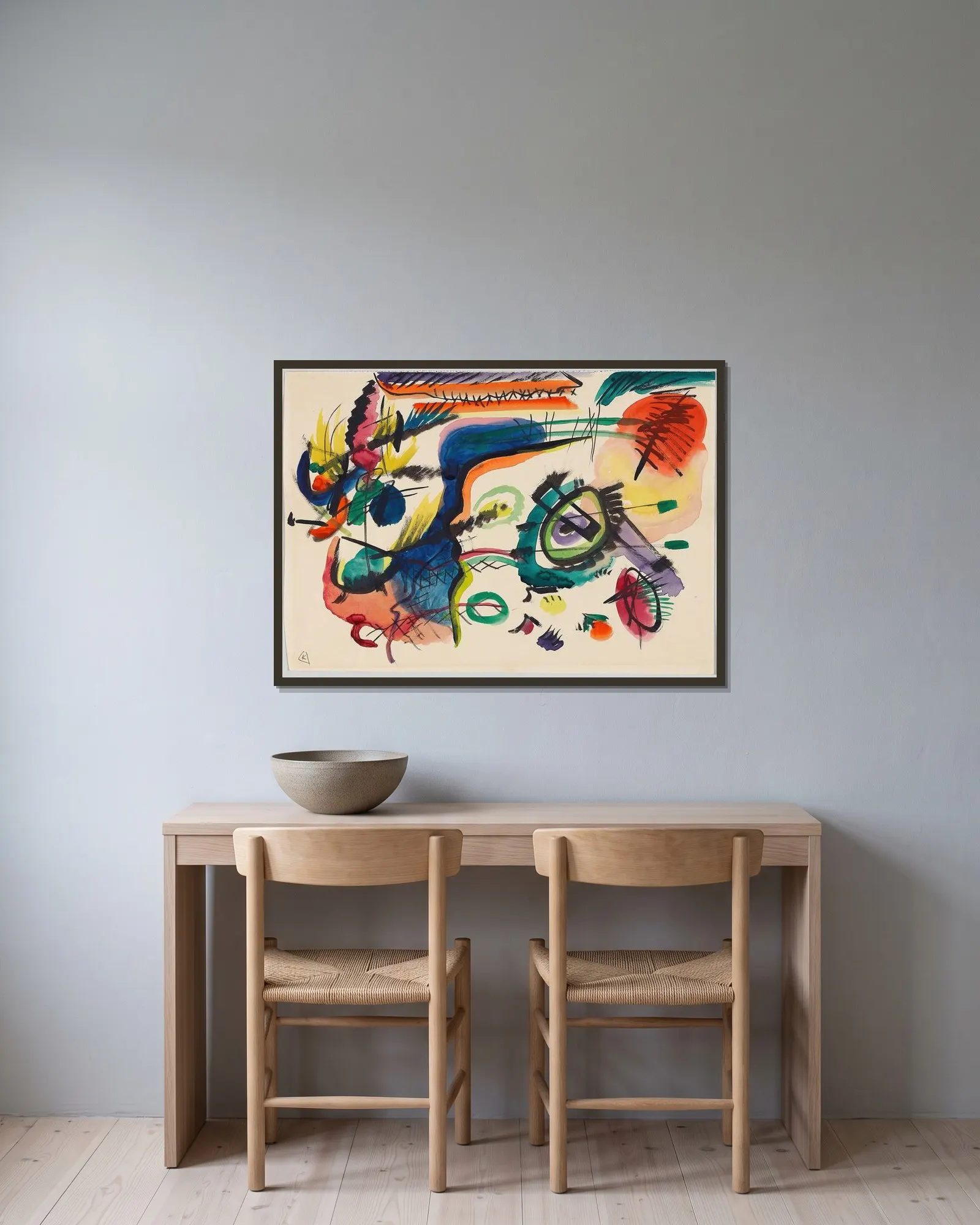 Draft for ‘Composition VII’ I av Wassily Kandinsky inramad på en vägg