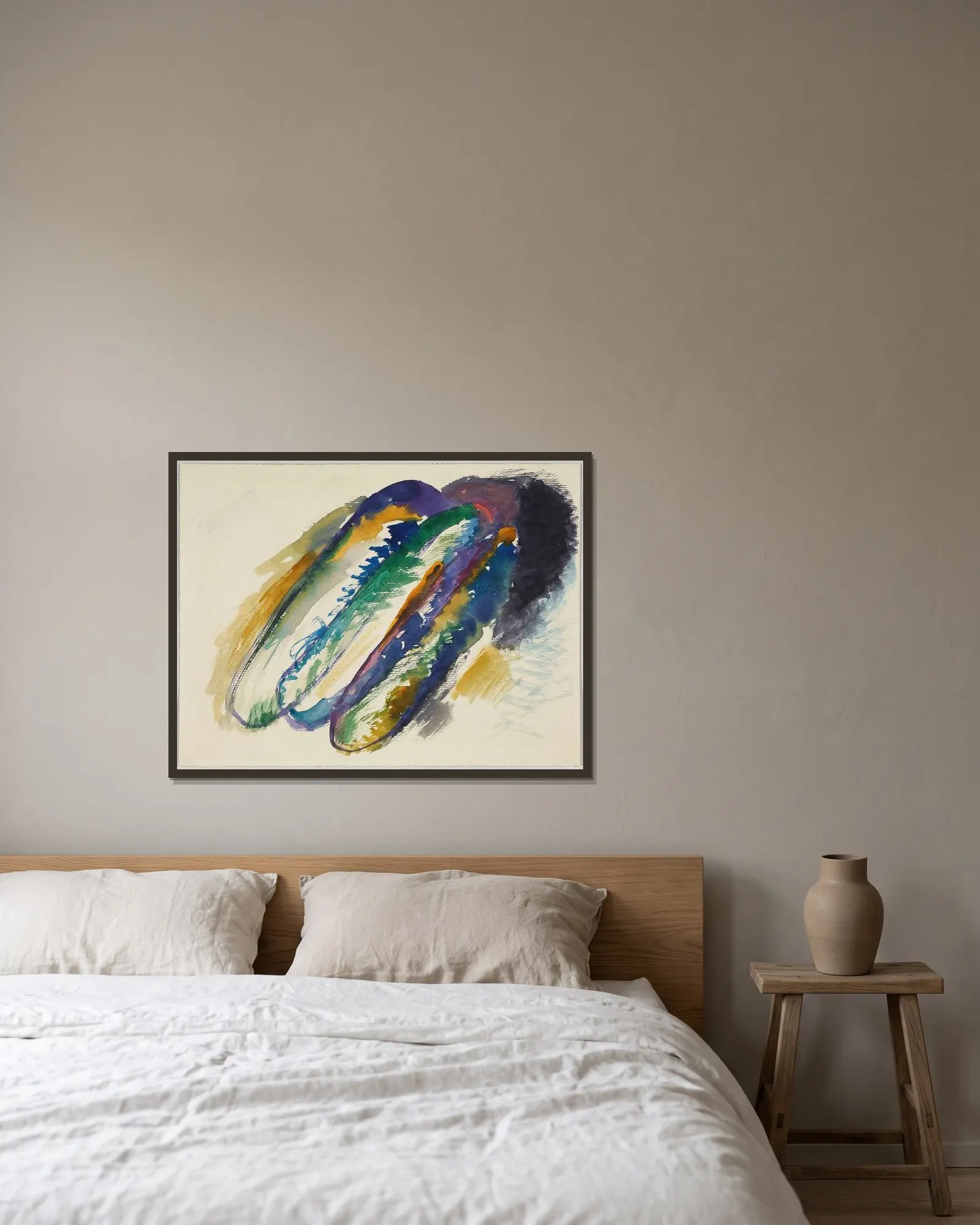 Draft for ‘Composition VII’ av Wassily Kandinsky inramad på en vägg