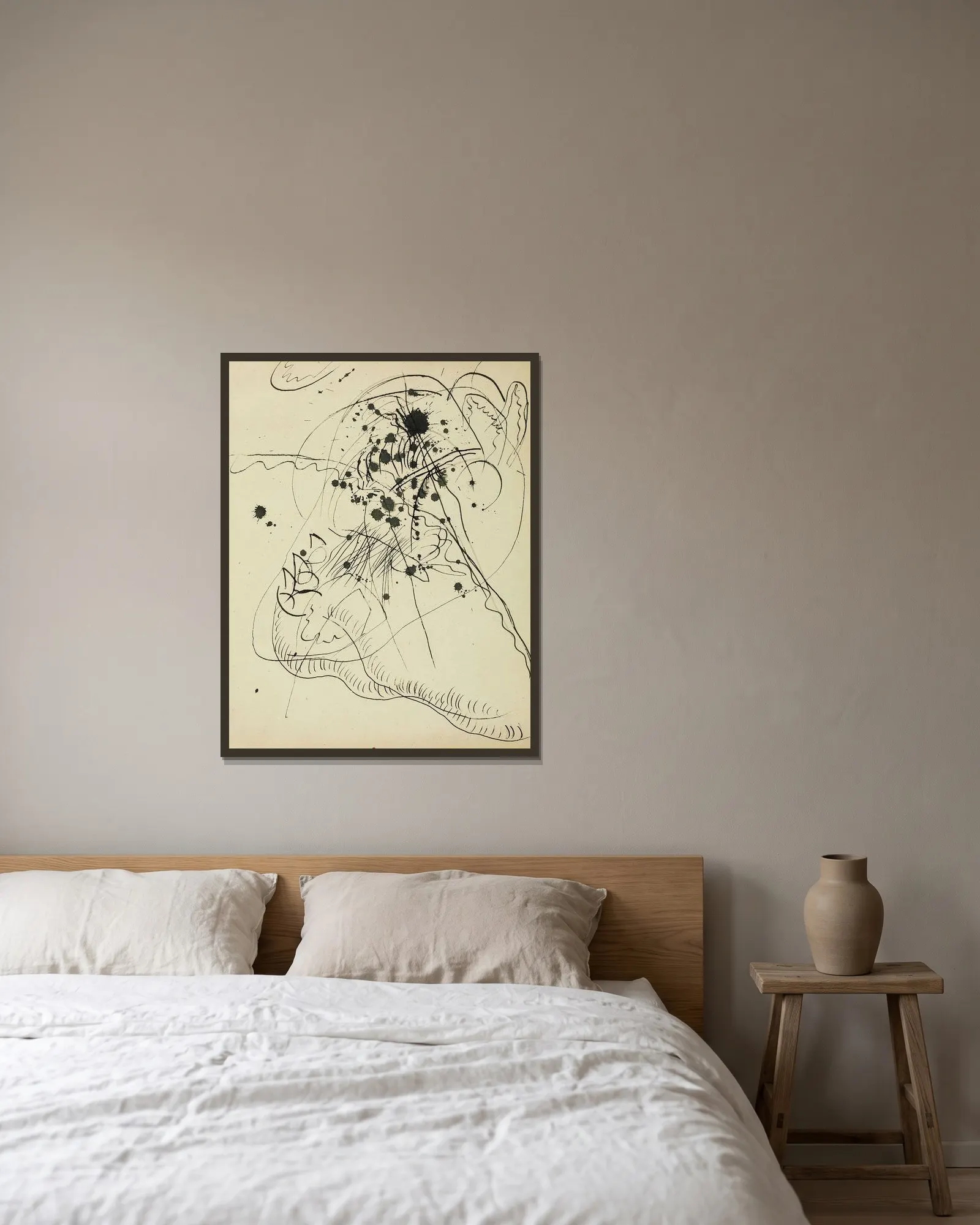 Drawing after ‘Blauer Fleck av Wassily Kandinsky inramad på en vägg