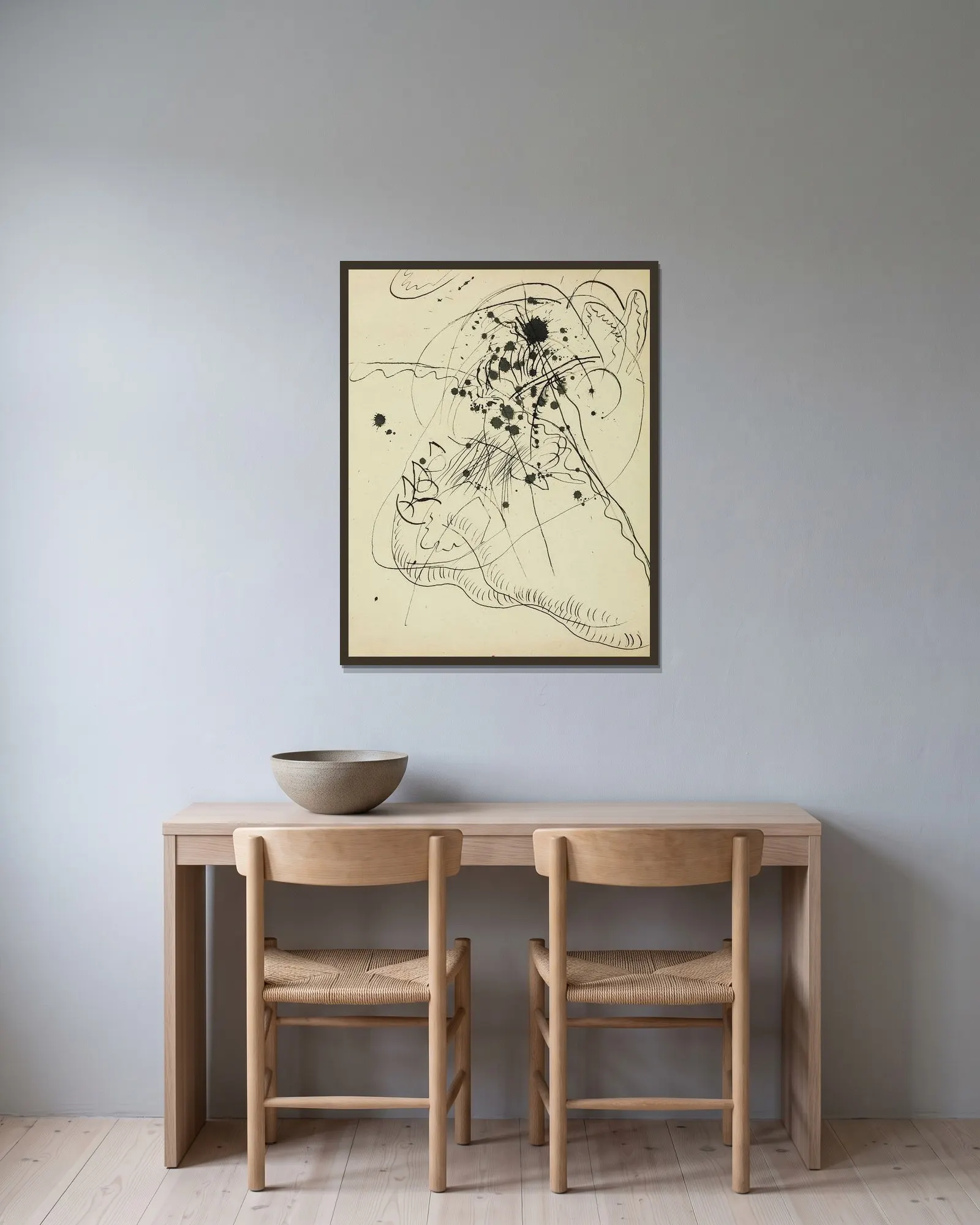 Drawing after ‘Blauer Fleck av Wassily Kandinsky inramad på en vägg