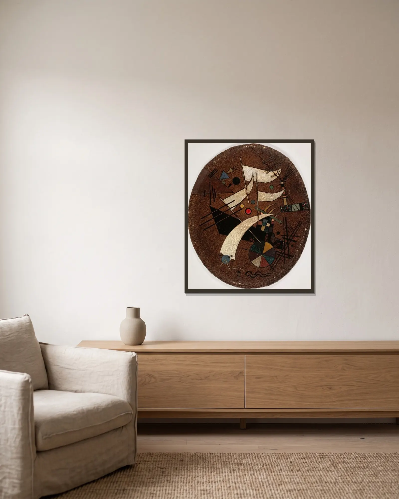 Easter Egg av Wassily Kandinsky inramad på en vägg