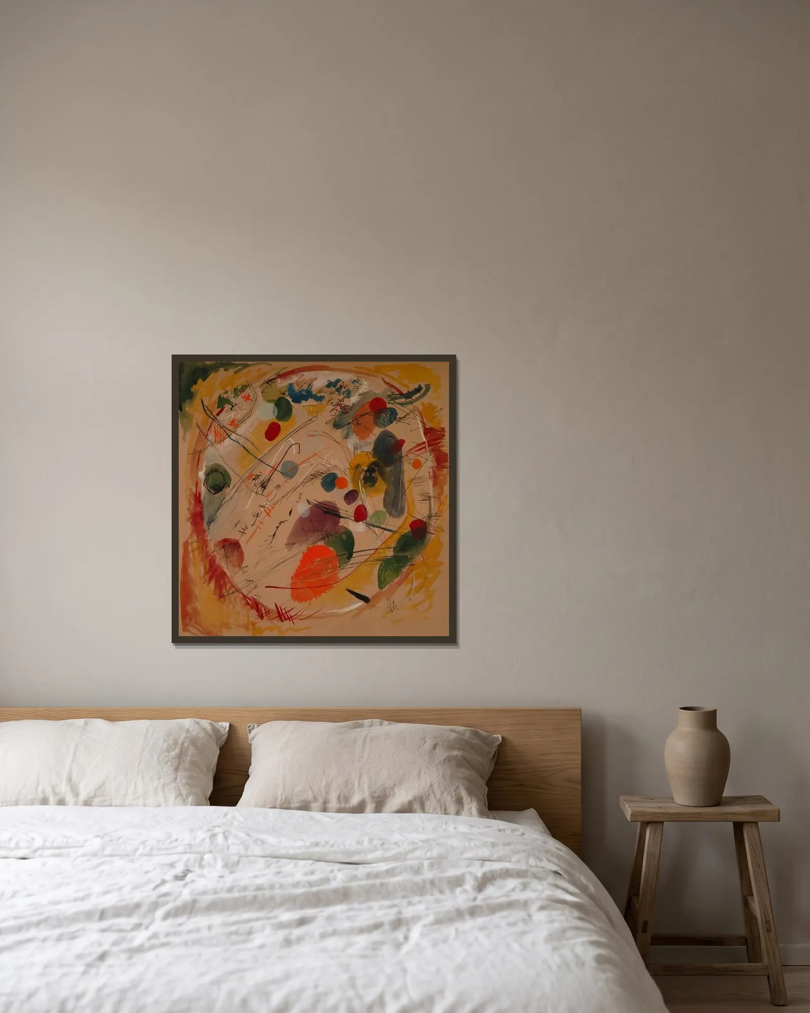 Im Kreis av Wassily Kandinsky inramad på en vägg