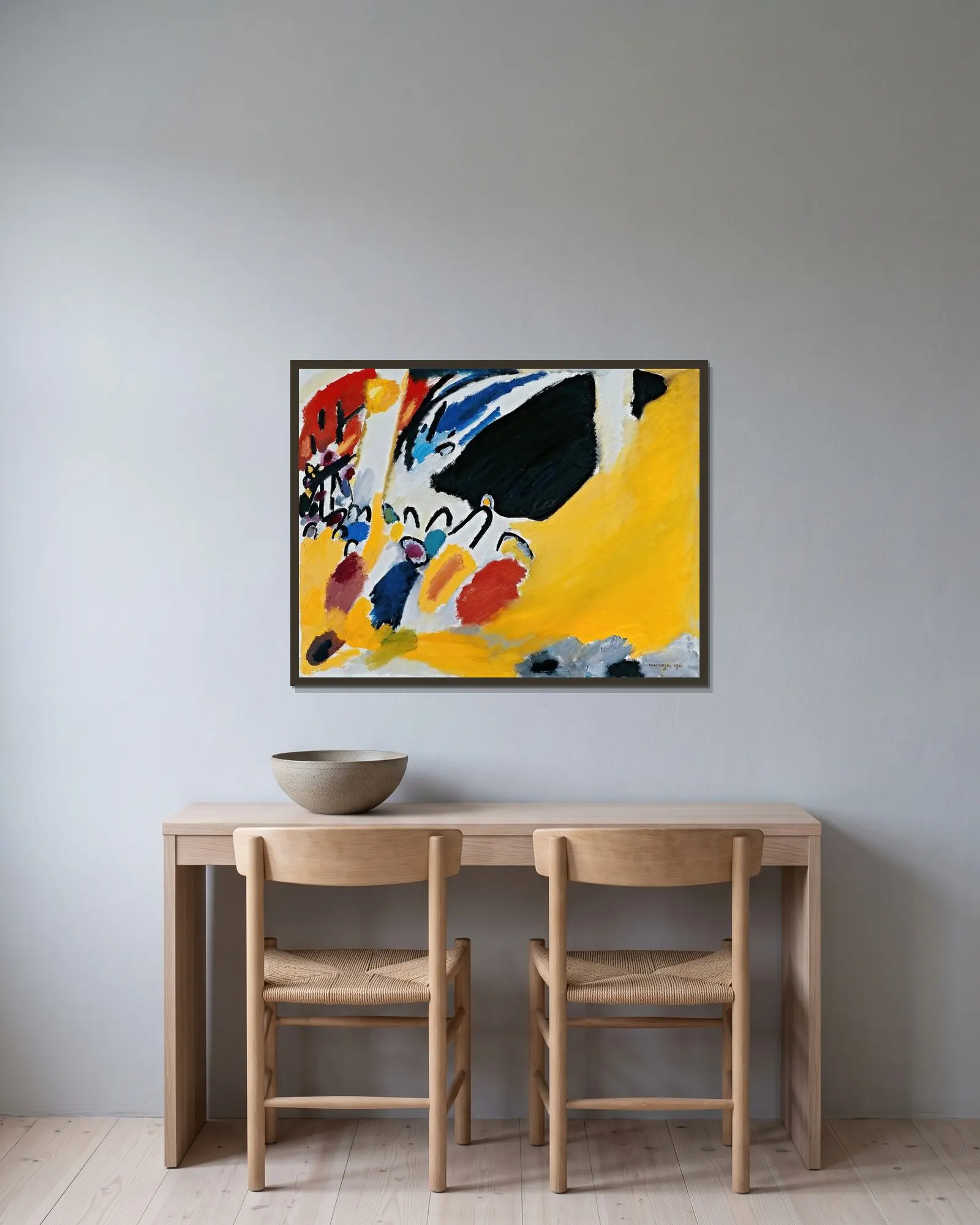Impression III (concert) av Wassily Kandinsky inramad på en vägg