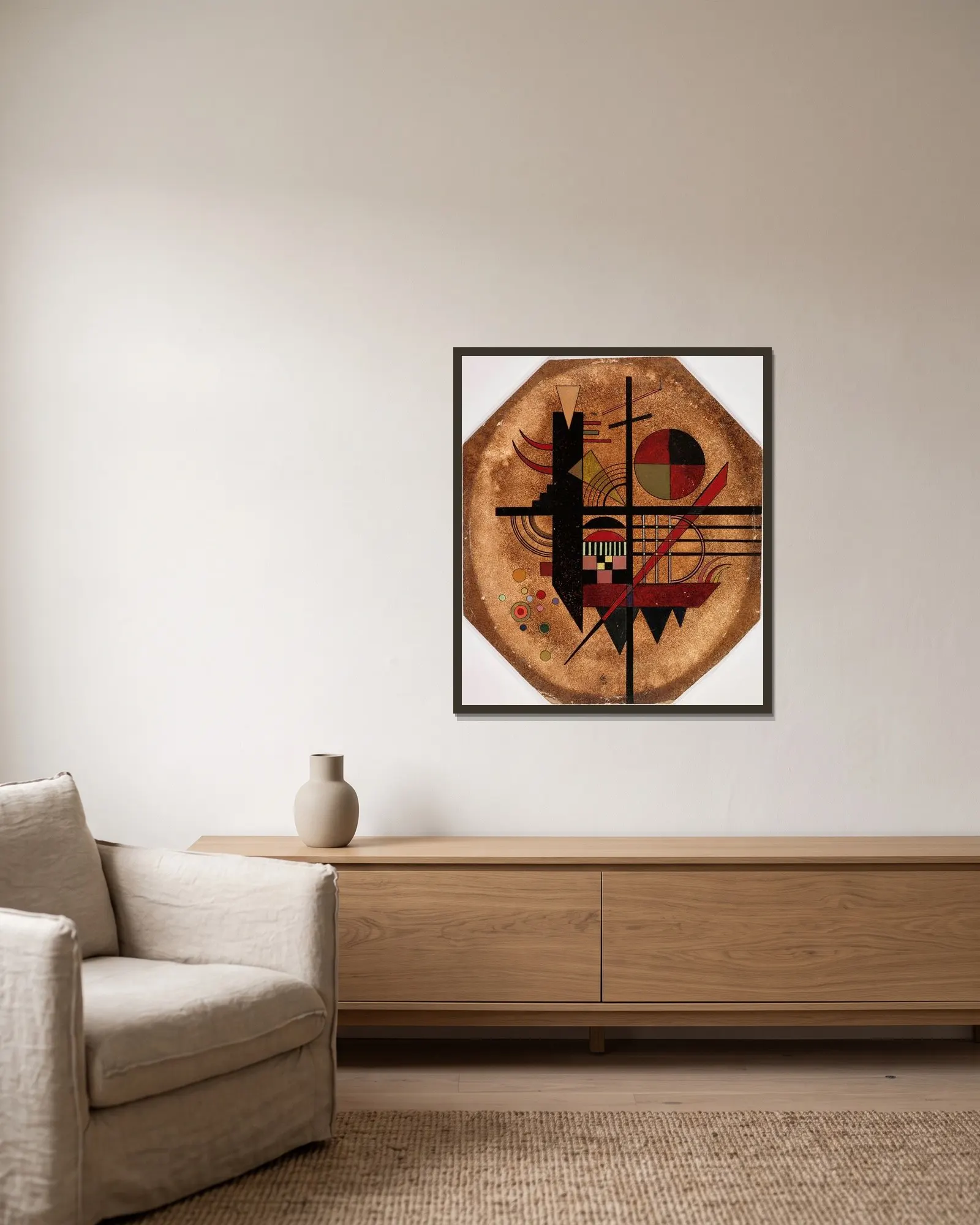 Intime Mitteilung av Wassily Kandinsky inramad på en vägg
