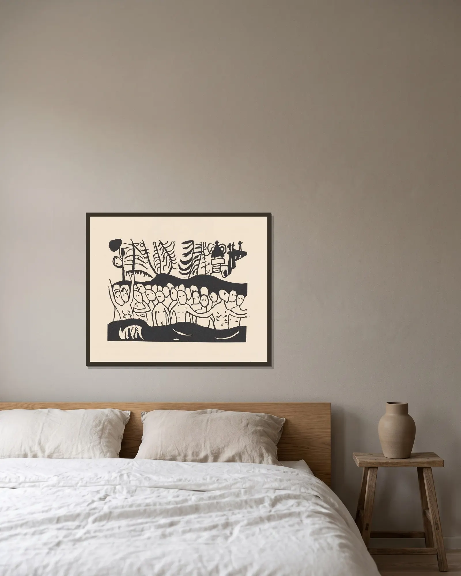 Klänge Pl.03 av Wassily Kandinsky inramad på en vägg