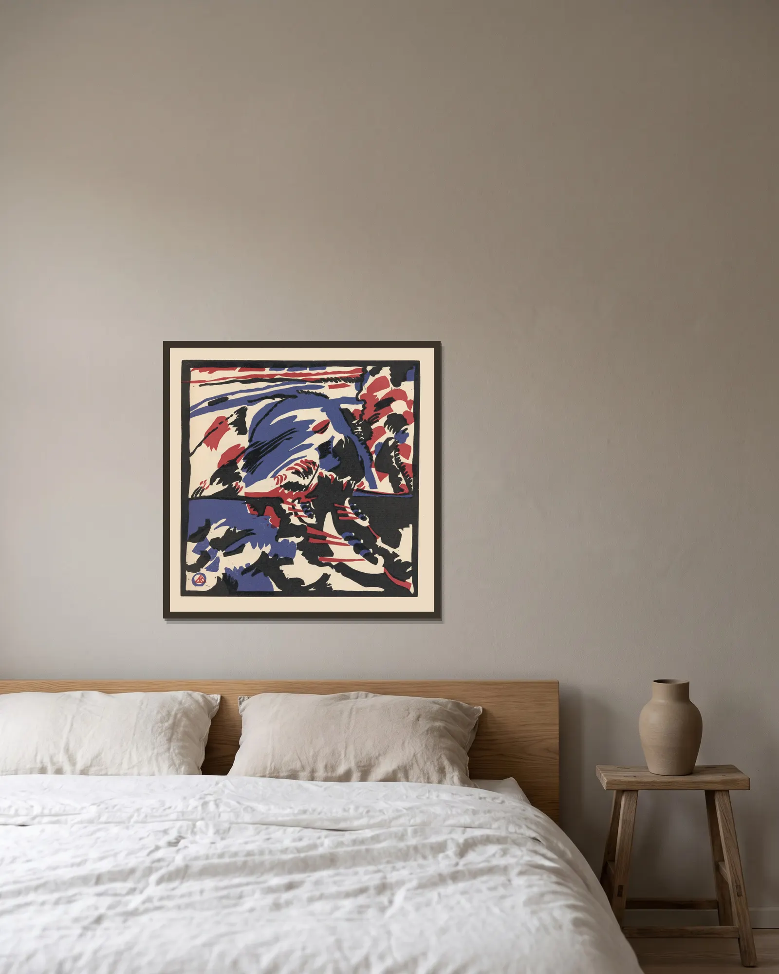Klänge Pl.12 av Wassily Kandinsky inramad på en vägg