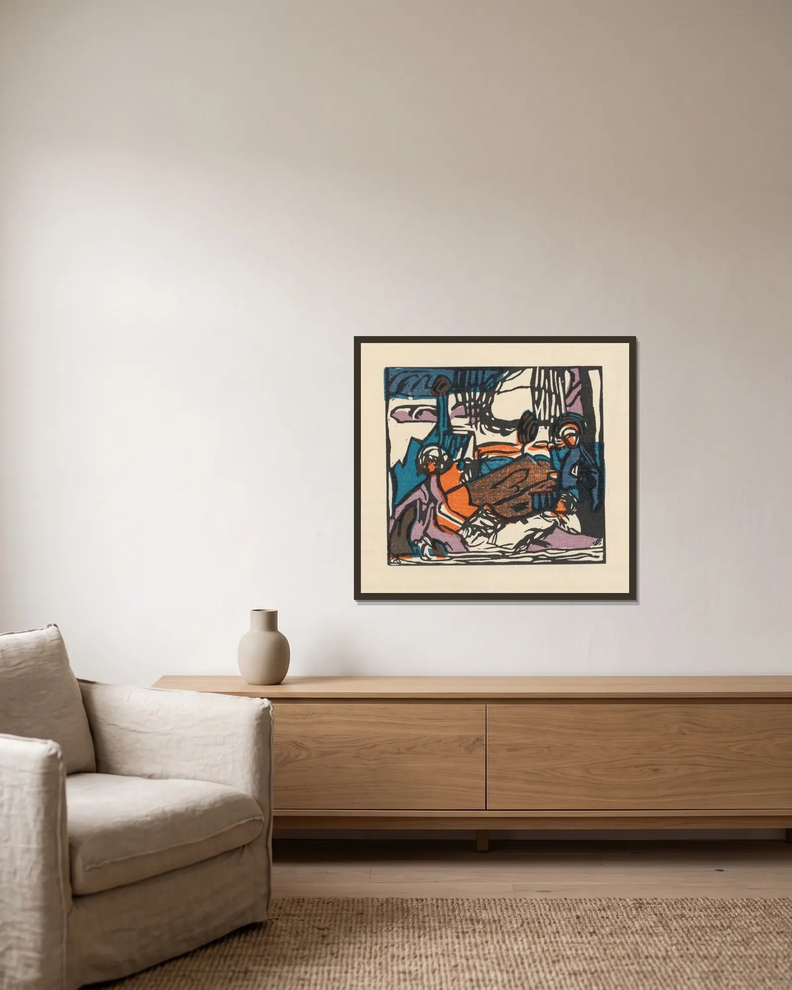 Klänge Pl.13 av Wassily Kandinsky inramad på en vägg