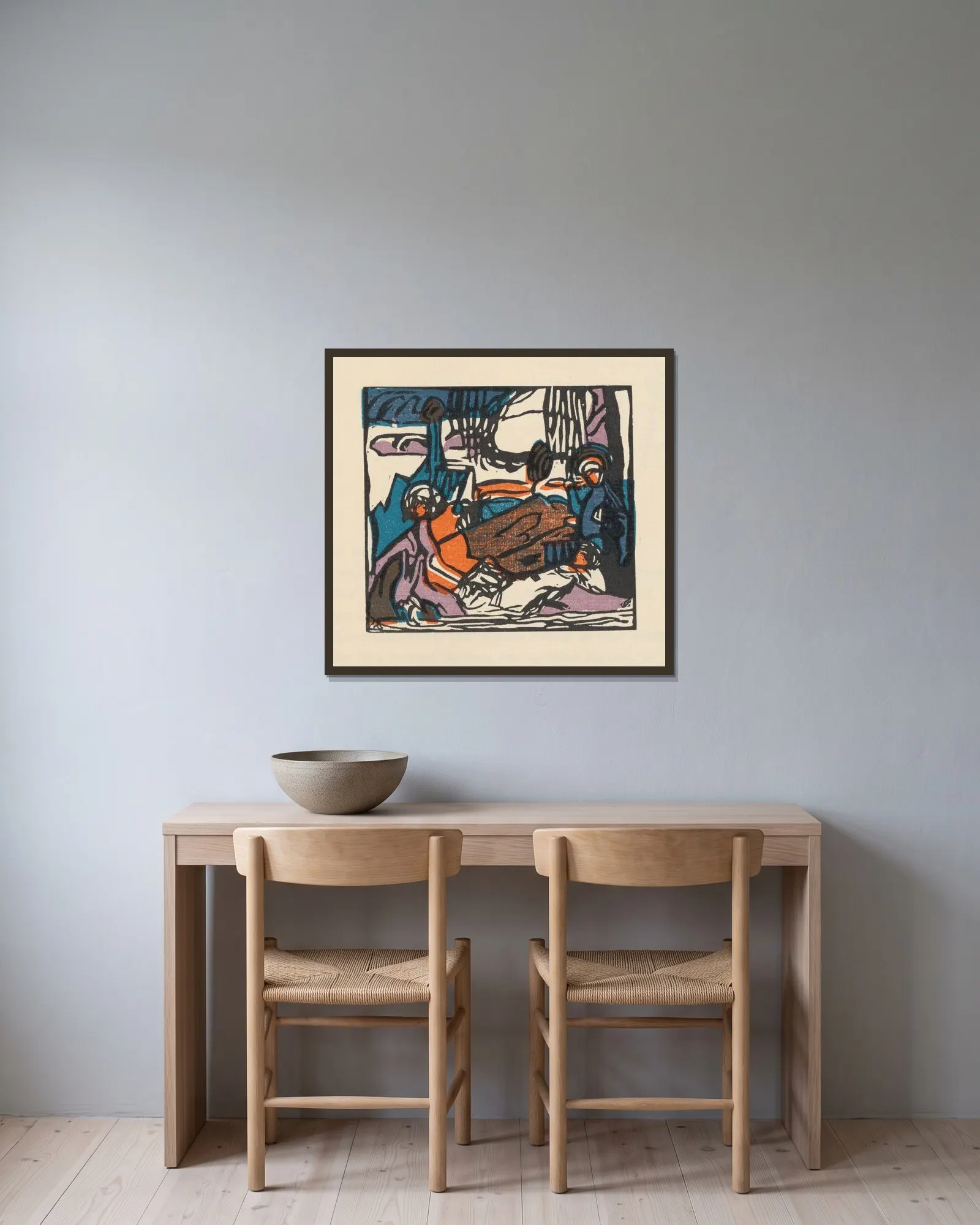 Klänge Pl.13 av Wassily Kandinsky inramad på en vägg