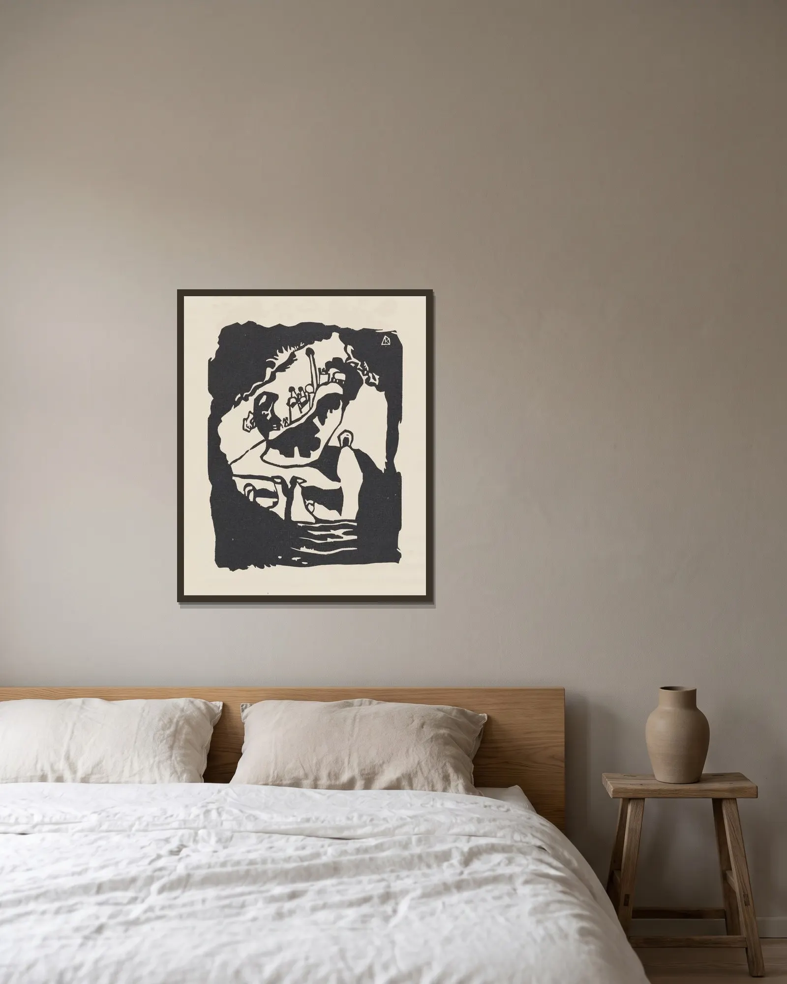 Klänge Pl.17 av Wassily Kandinsky inramad på en vägg