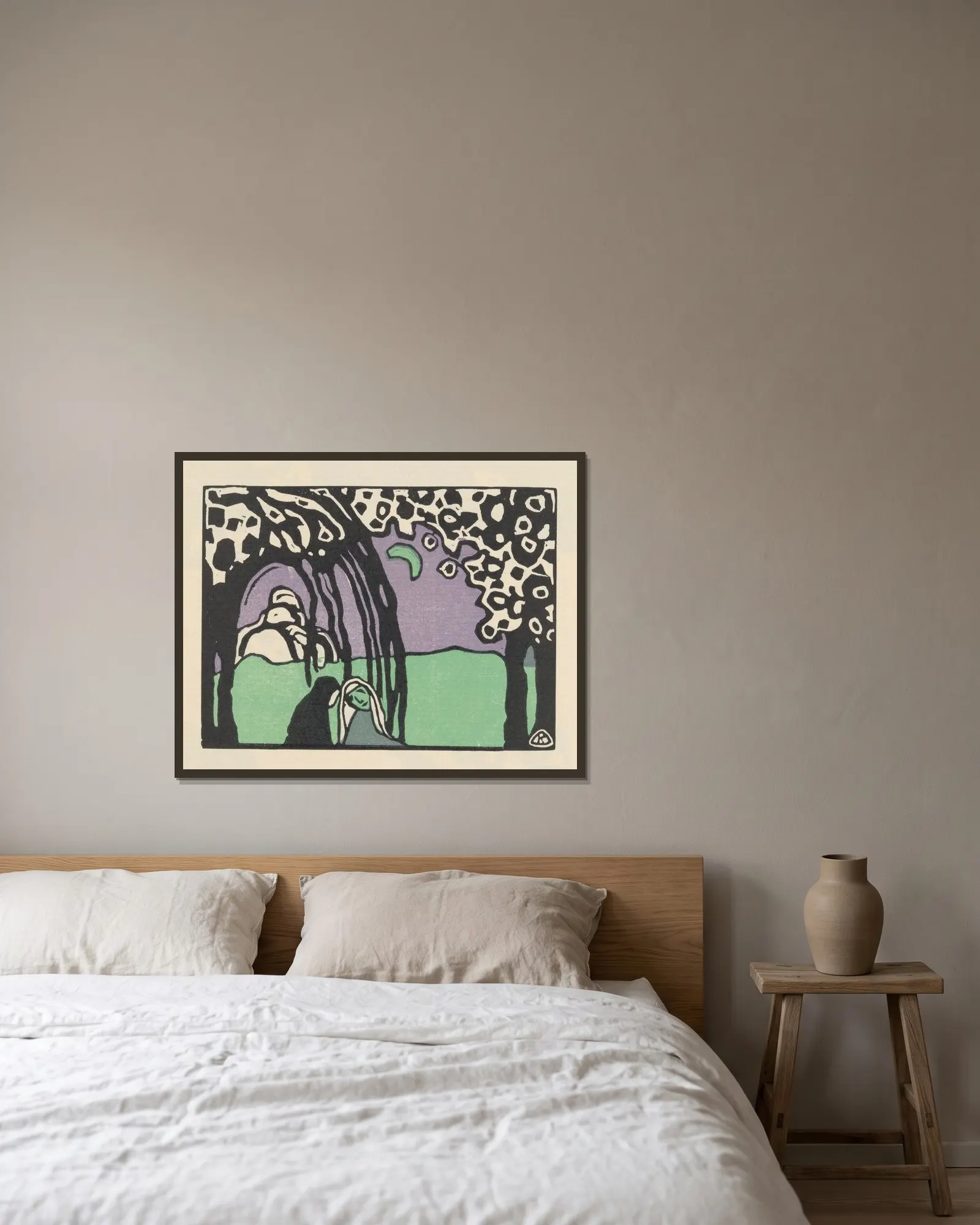 Klänge Pl.20 av Wassily Kandinsky inramad på en vägg