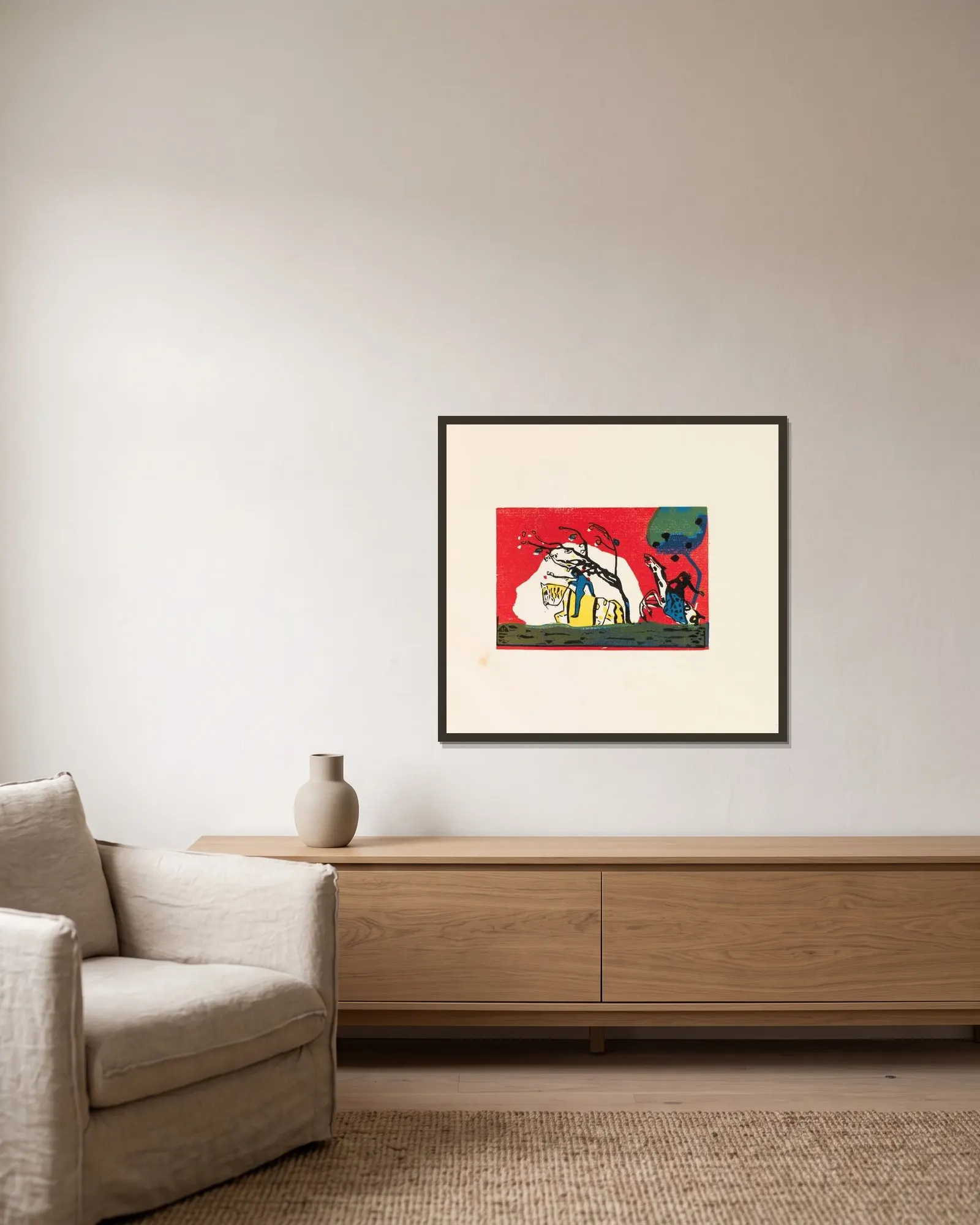Klänge av Wassily Kandinsky inramad på en vägg