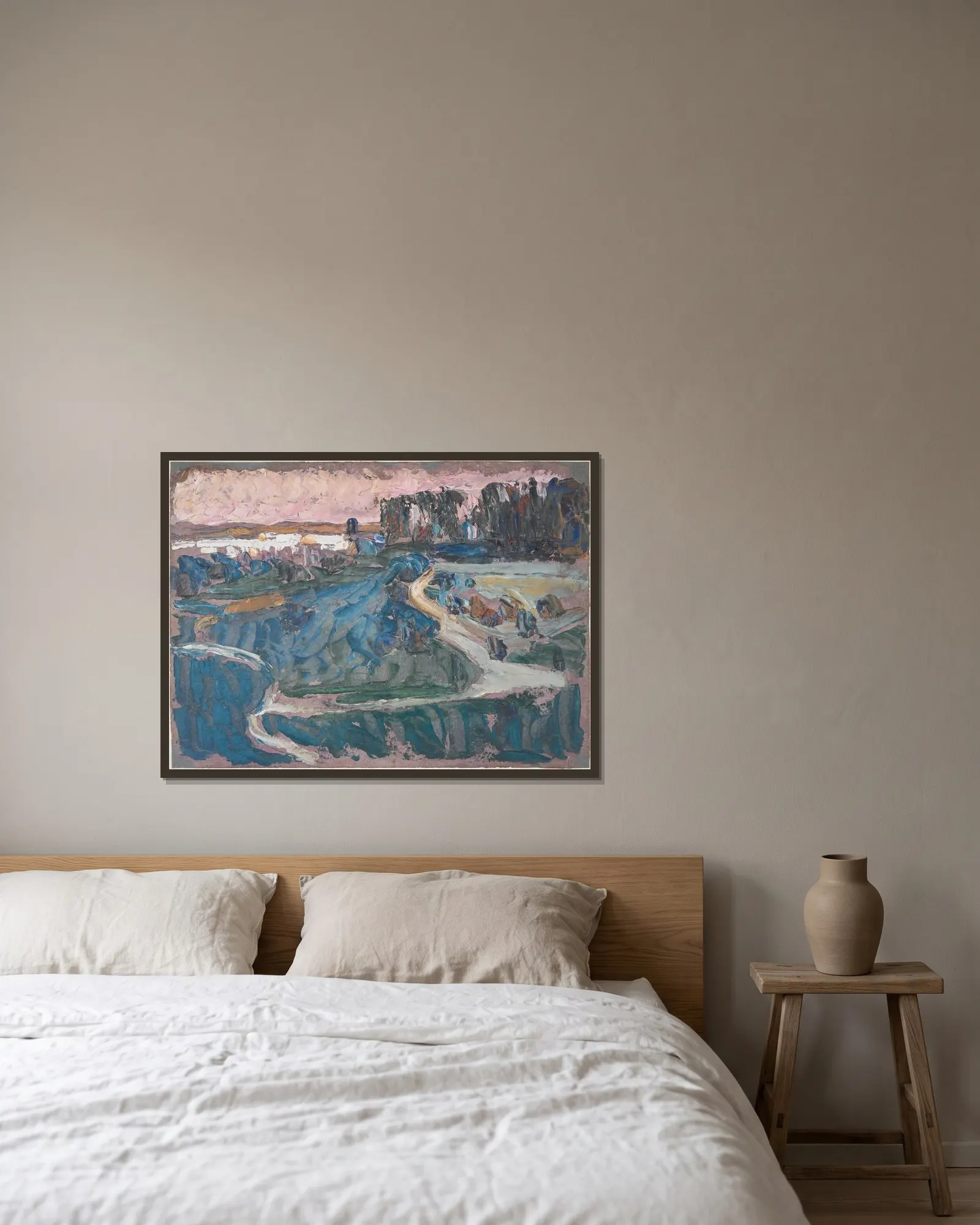 Landschaft (Oberpfalz) av Wassily Kandinsky inramad på en vägg