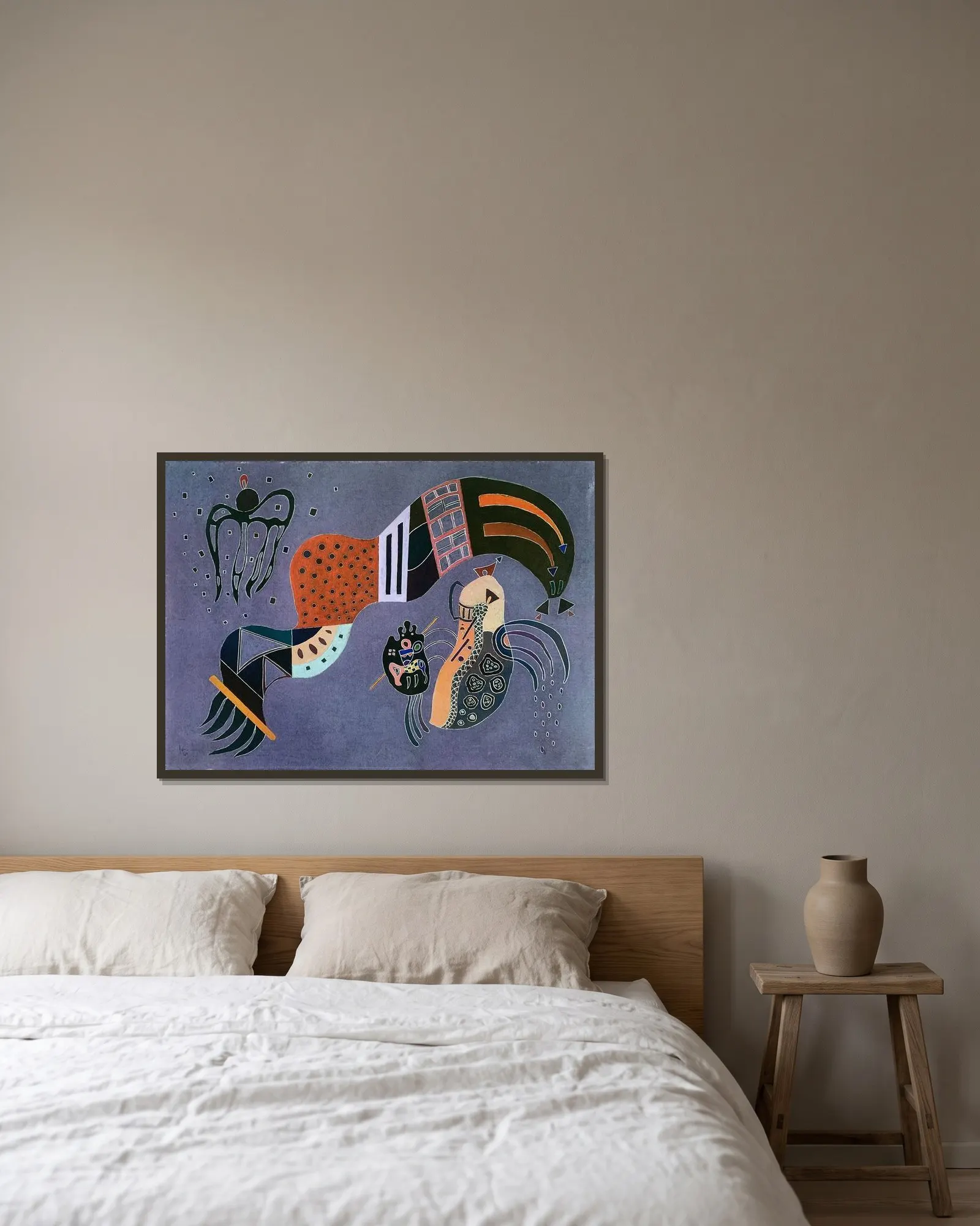 L’Élan tempéré, Kandinsky av Wassily Kandinsky inramad på en vägg