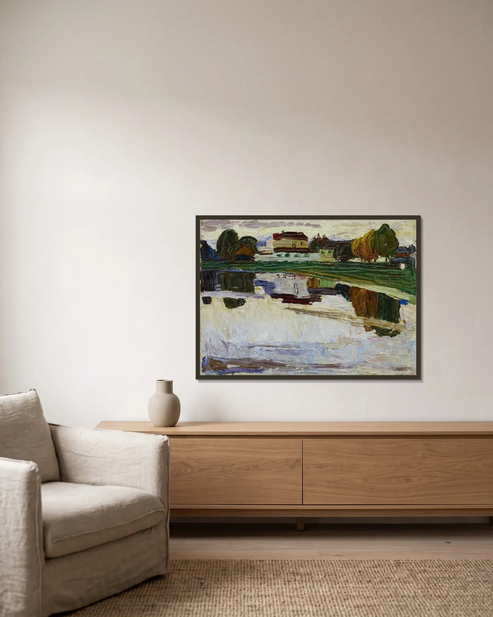 Nymphenburg av Wassily Kandinsky inramad på en vägg