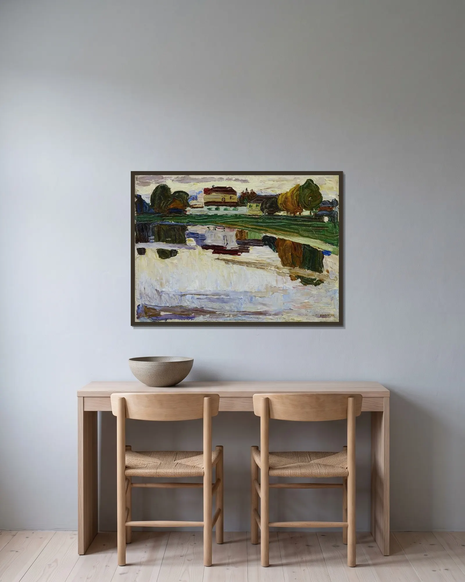 Nymphenburg av Wassily Kandinsky inramad på en vägg