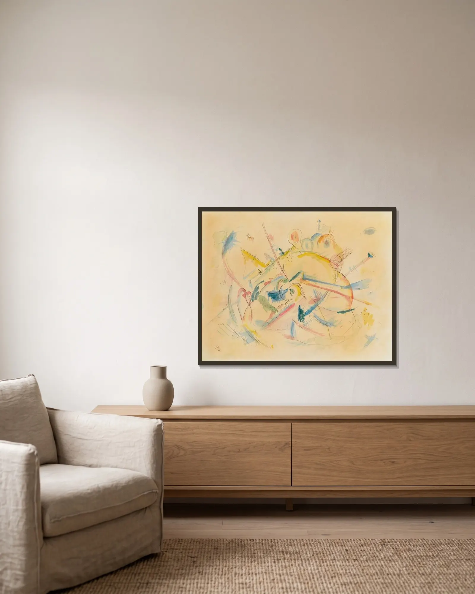 Ohne Titel (Untitled), 1915 – nr 2 av Wassily Kandinsky inramad på en vägg