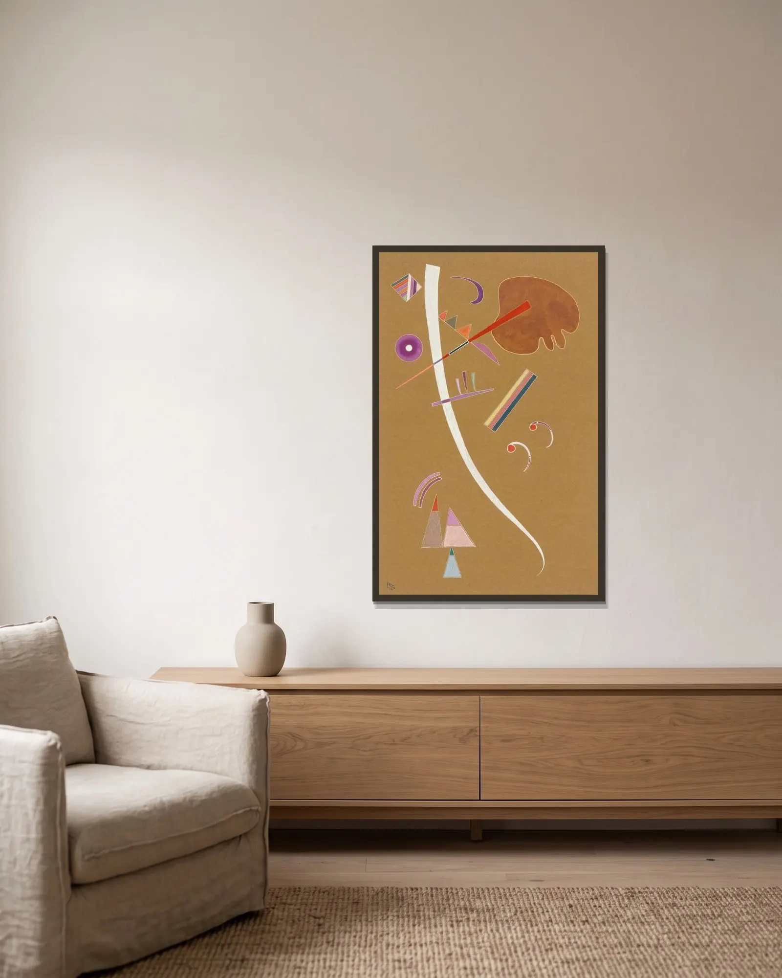 Ohne Titel (Untitled), 1940 av Wassily Kandinsky inramad på en vägg
