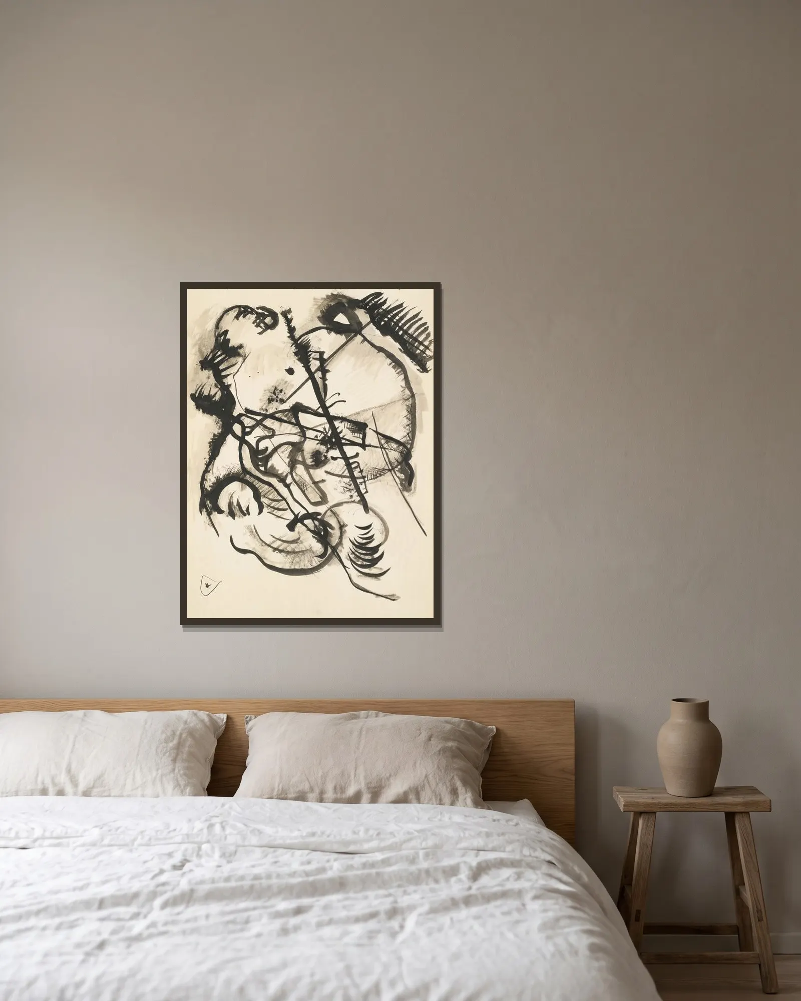 Ohne Titel (Untitled) – nr 1 av Wassily Kandinsky inramad på en vägg