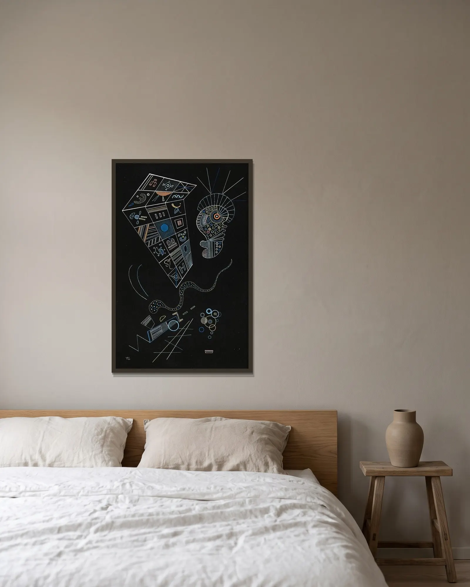 Ohne titel, 1941 av Wassily Kandinsky inramad på en vägg