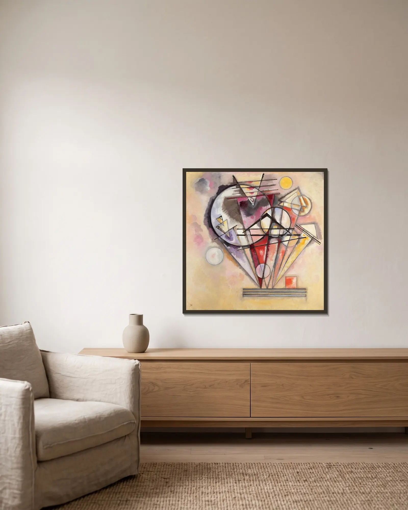 On the points av Wassily Kandinsky inramad på en vägg