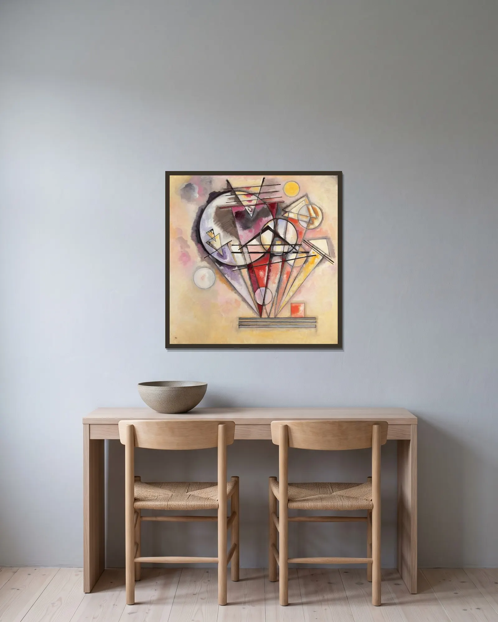 On the points av Wassily Kandinsky inramad på en vägg