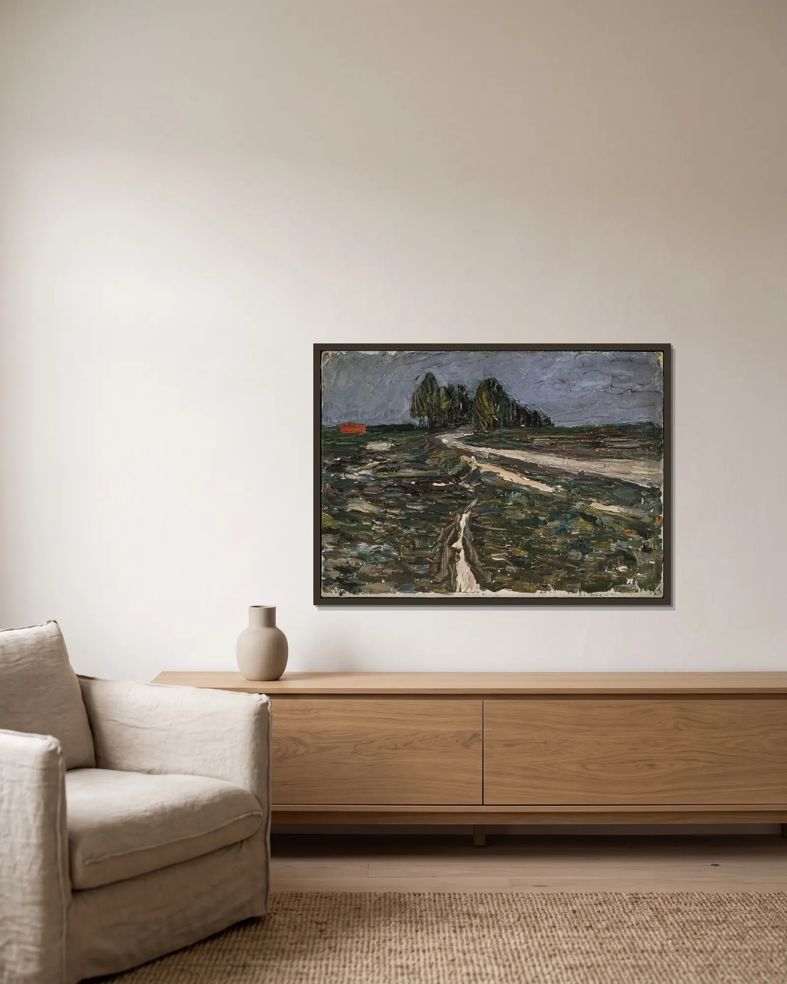 Poplars av Wassily Kandinsky inramad på en vägg