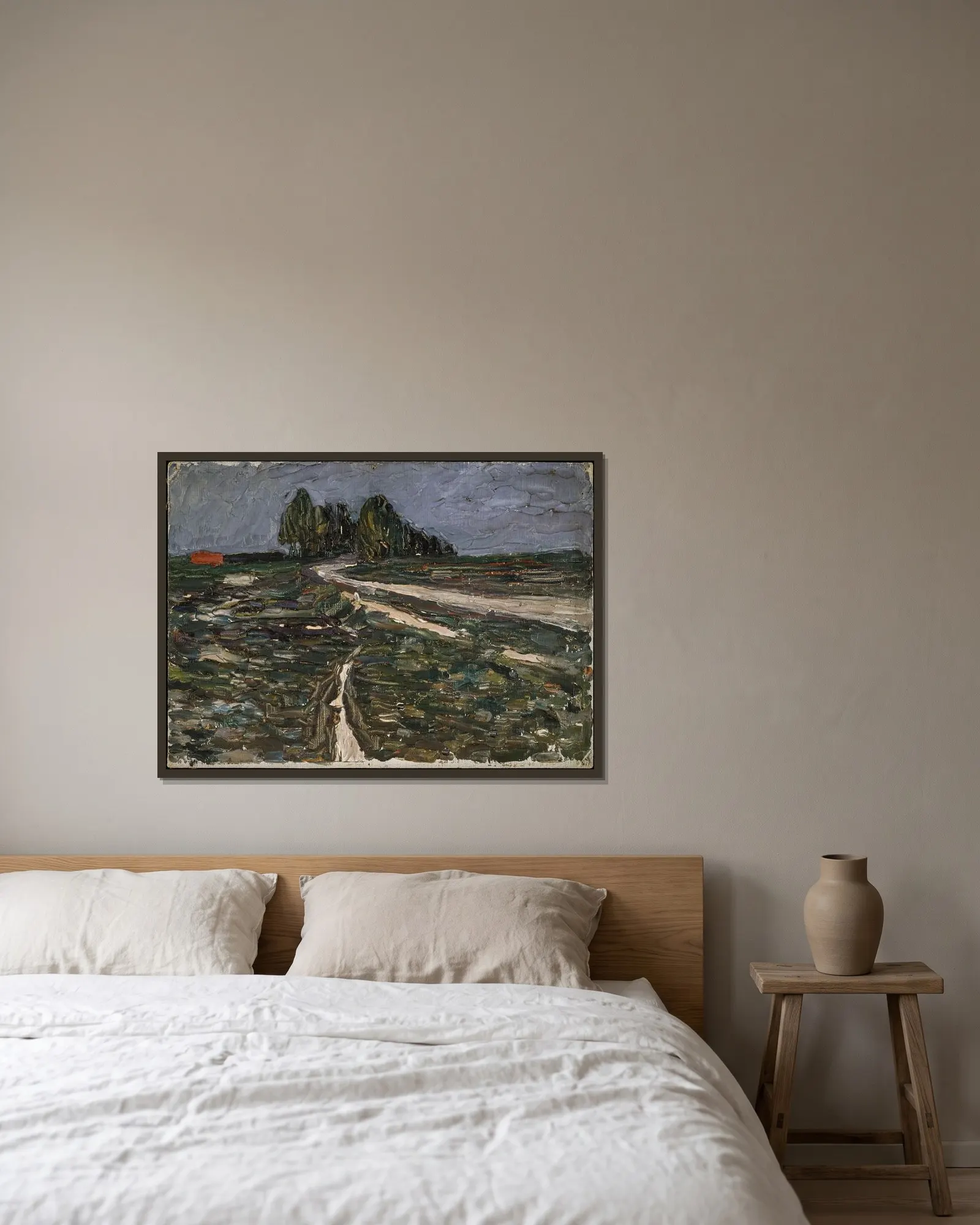 Poplars av Wassily Kandinsky inramad på en vägg