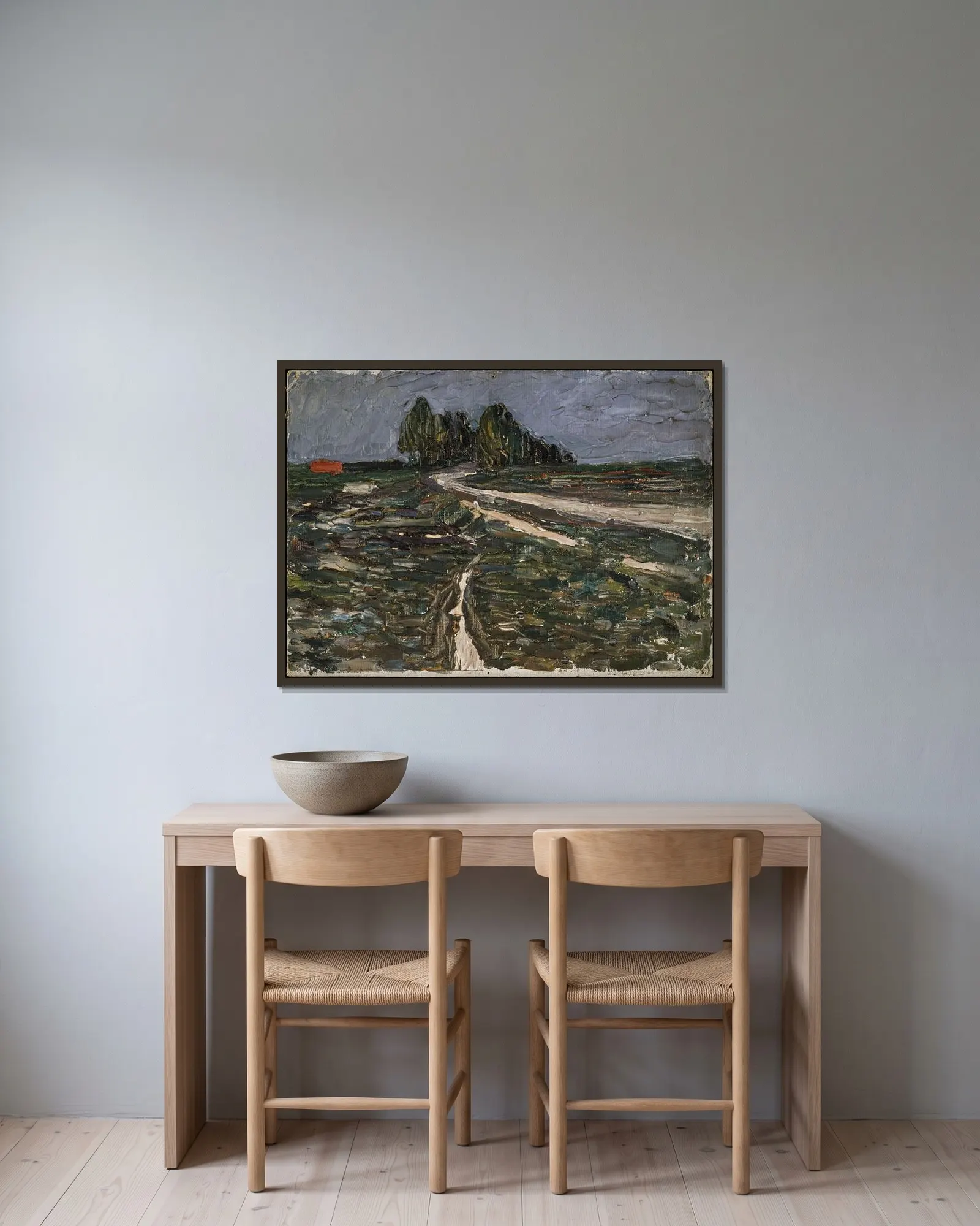 Poplars av Wassily Kandinsky inramad på en vägg