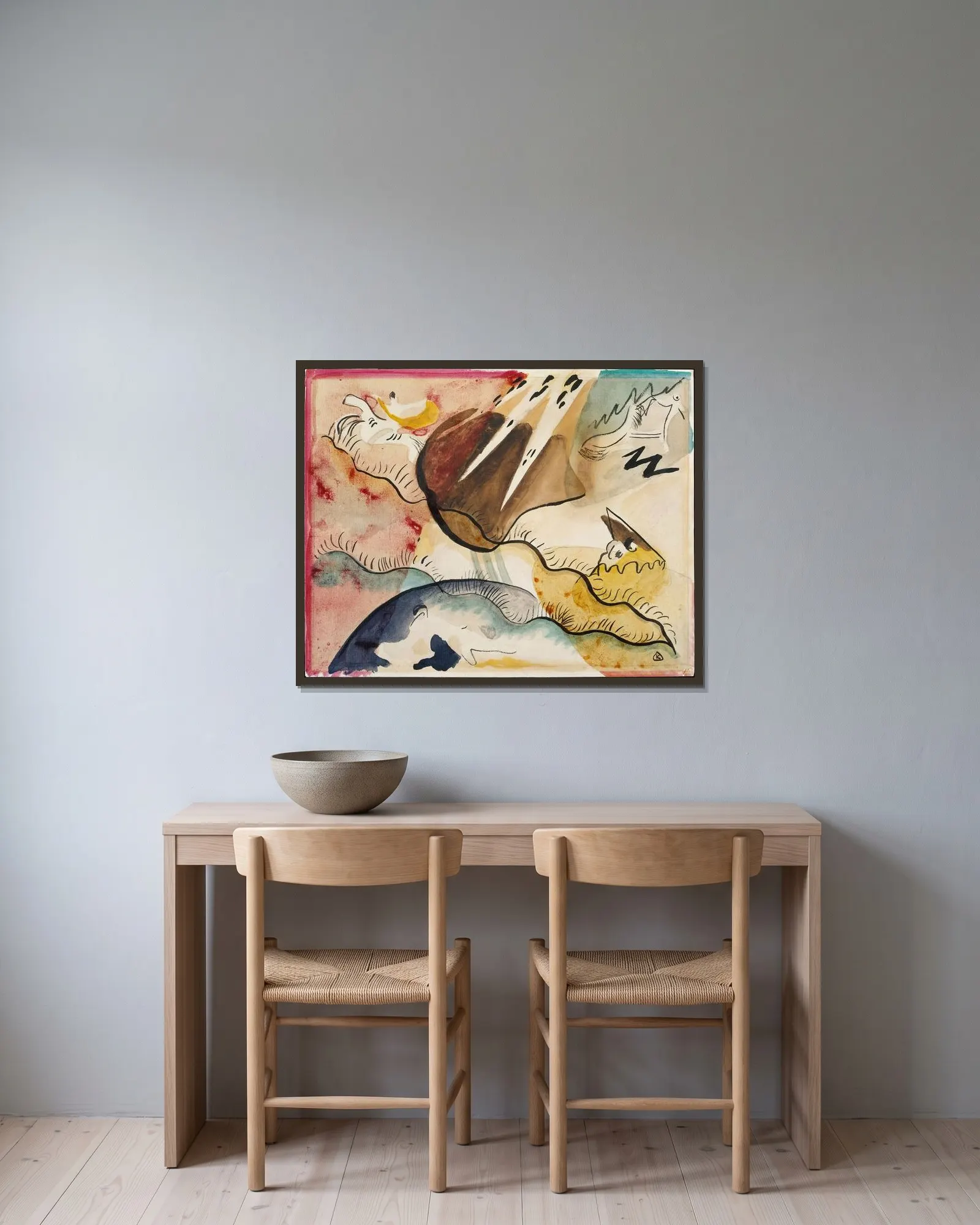 Rain Landscape av Wassily Kandinsky inramad på en vägg