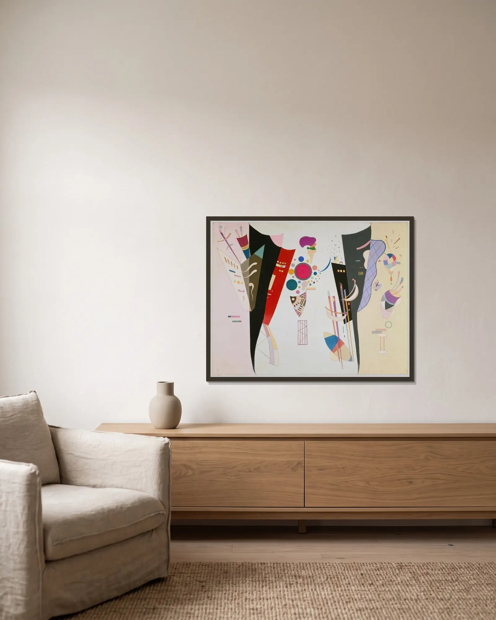 Reciprocal Accord av Wassily Kandinsky inramad på en vägg