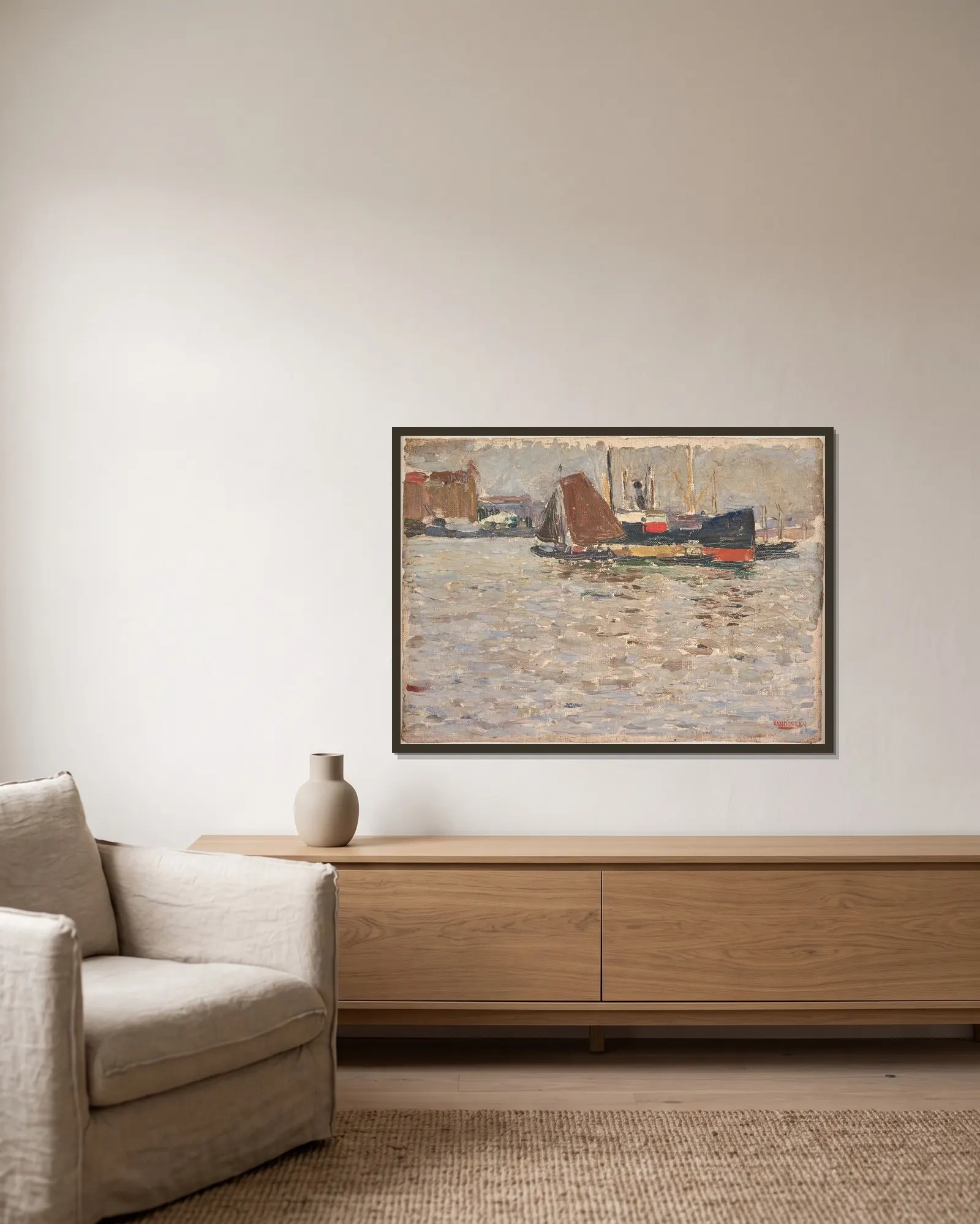 Rotterdam av Wassily Kandinsky inramad på en vägg