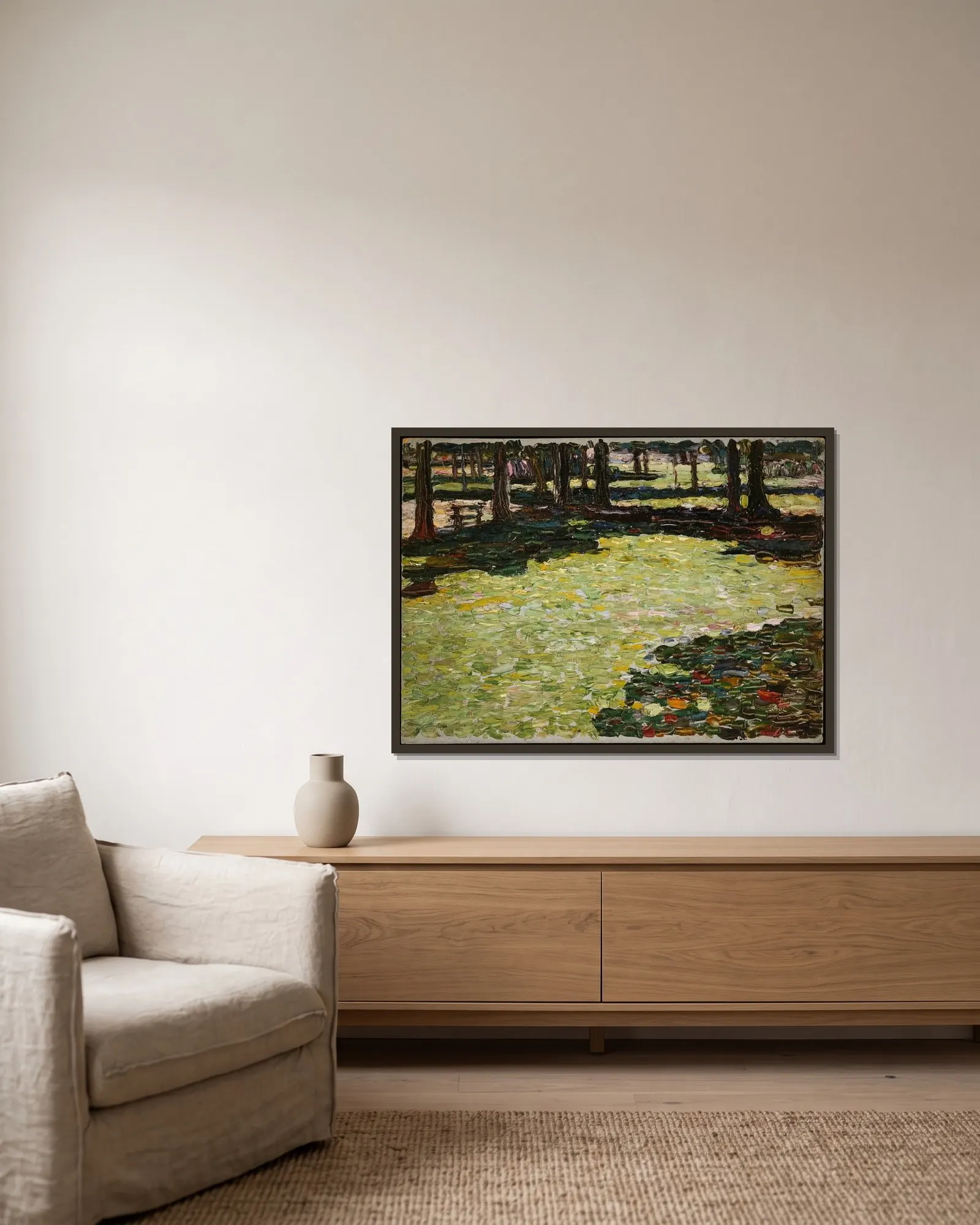 Saint-Cloud Park, clearing av Wassily Kandinsky inramad på en vägg