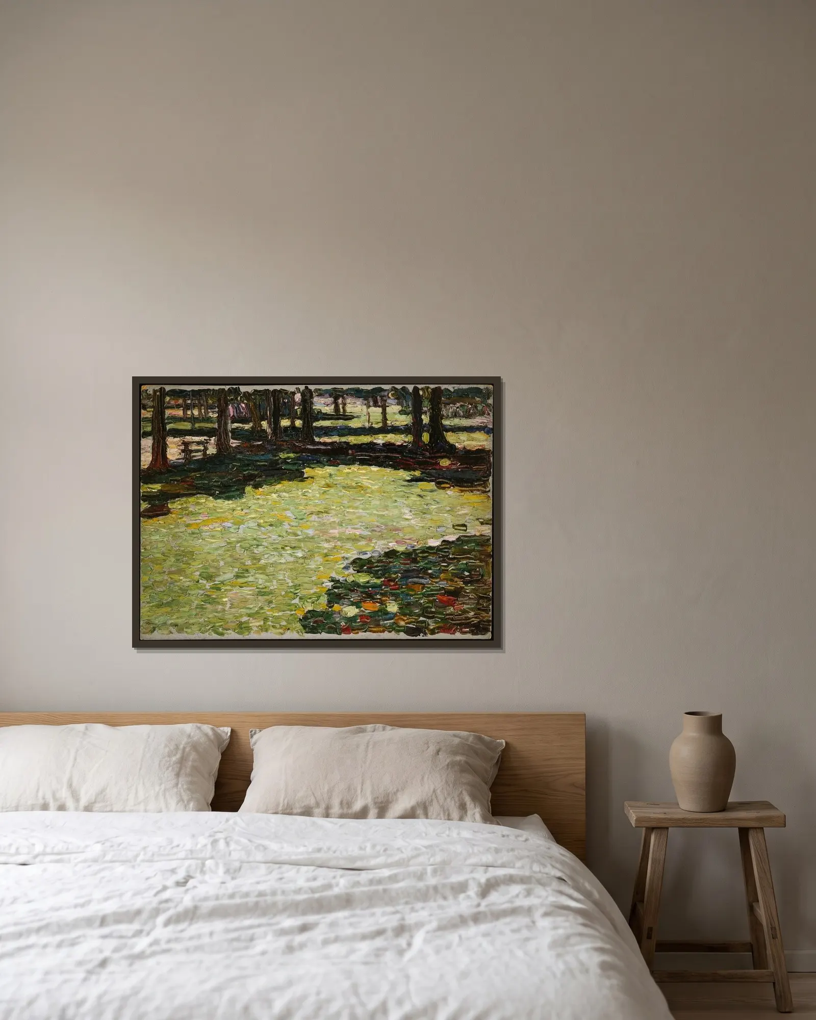 Saint-Cloud Park, clearing av Wassily Kandinsky inramad på en vägg
