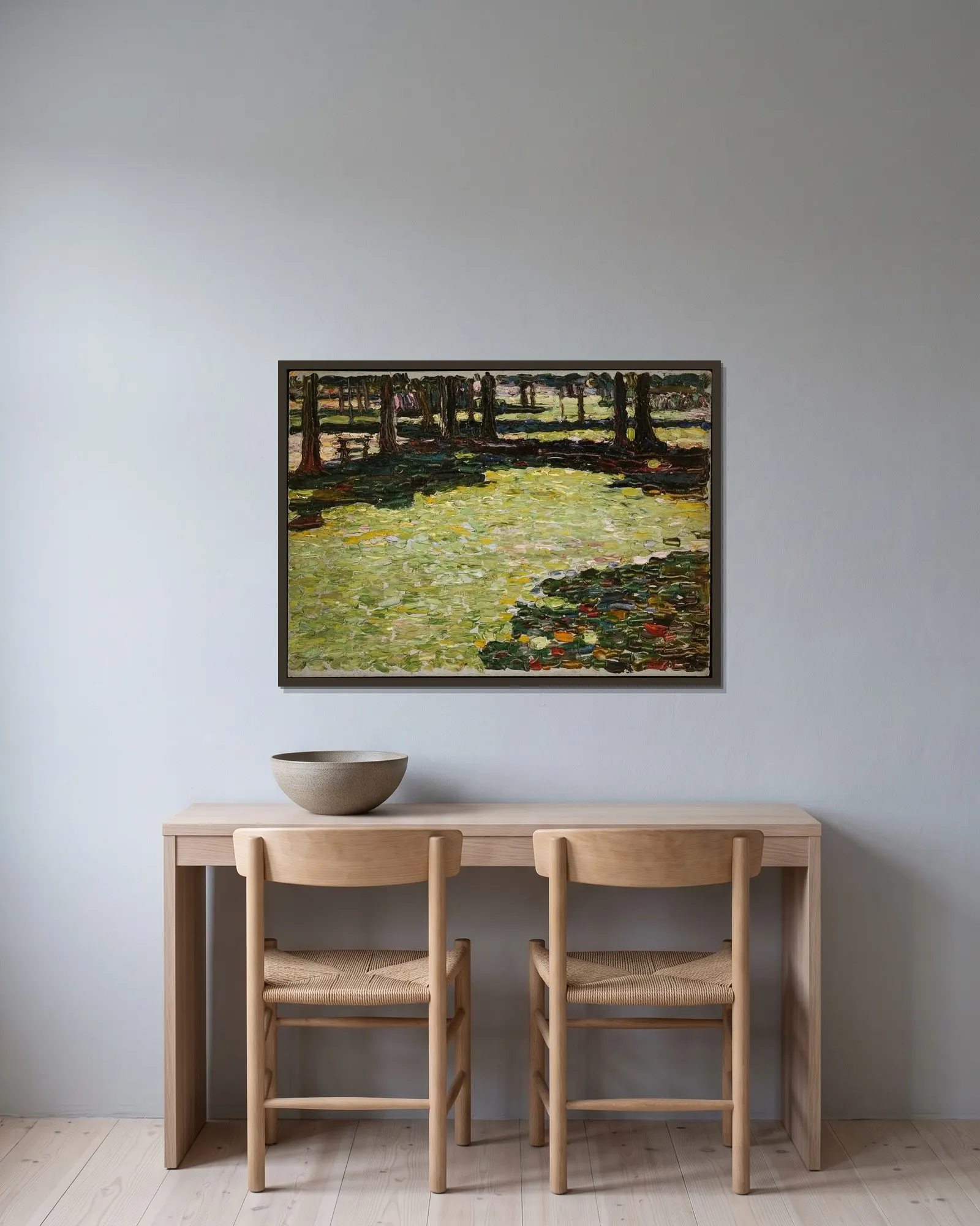 Saint-Cloud Park, clearing av Wassily Kandinsky inramad på en vägg