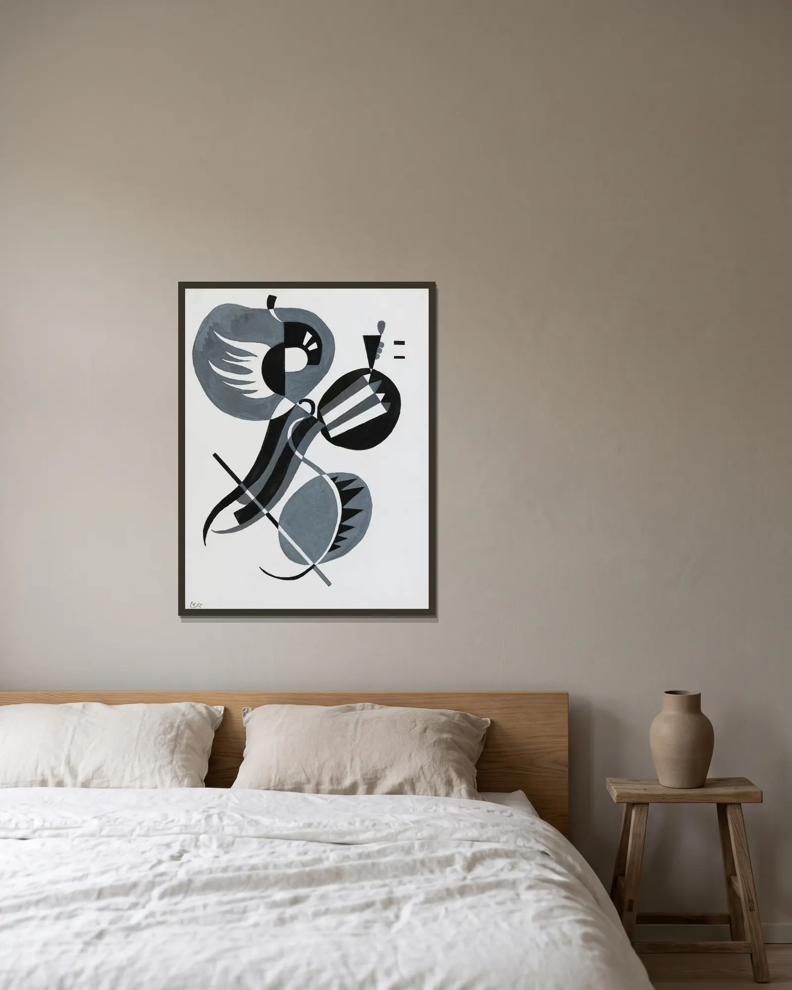 Sans Titre av Wassily Kandinsky inramad på en vägg