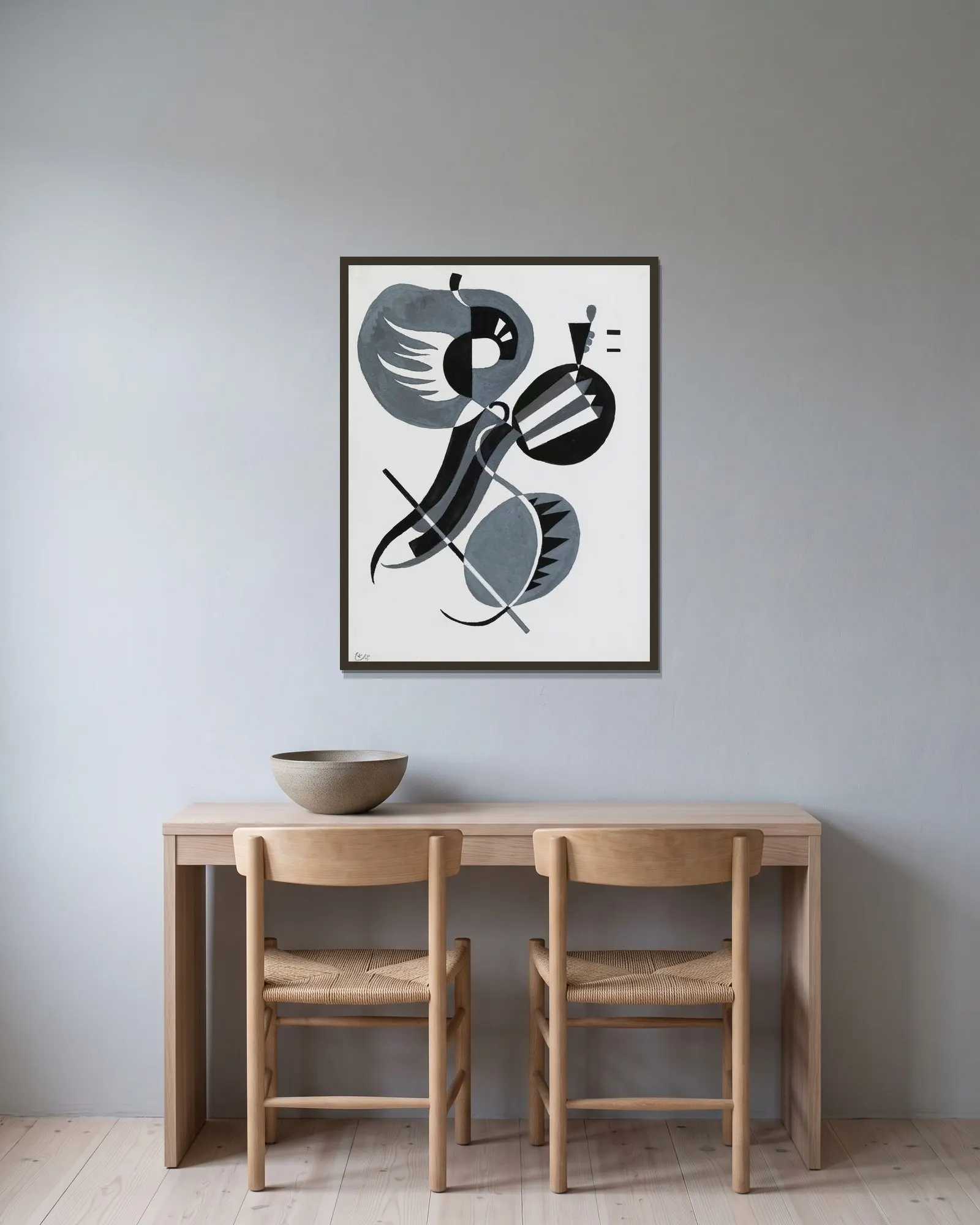 Sans Titre av Wassily Kandinsky inramad på en vägg