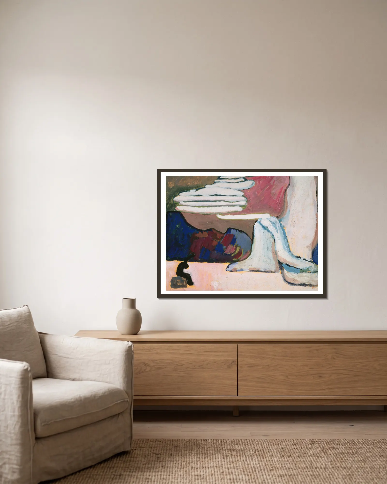 Study for Schwarz und Weiss av Wassily Kandinsky inramad på en vägg