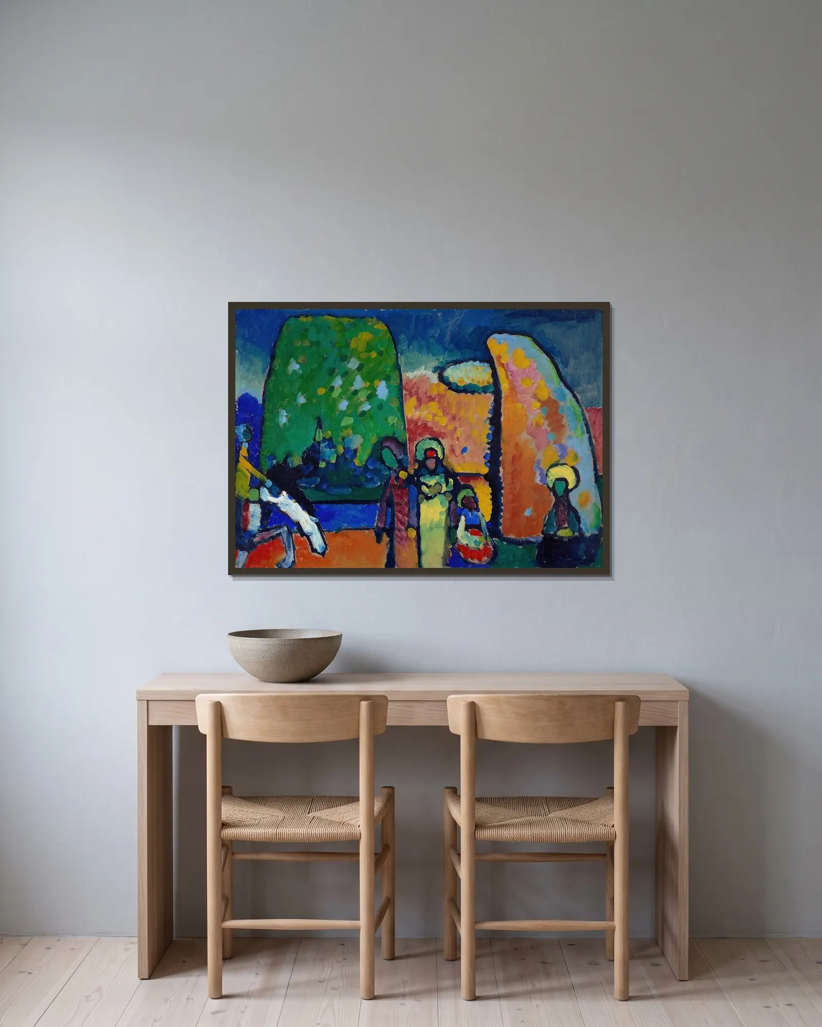 Study on Improvisation No. 2 (Funeral March) av Wassily Kandinsky inramad på en vägg
