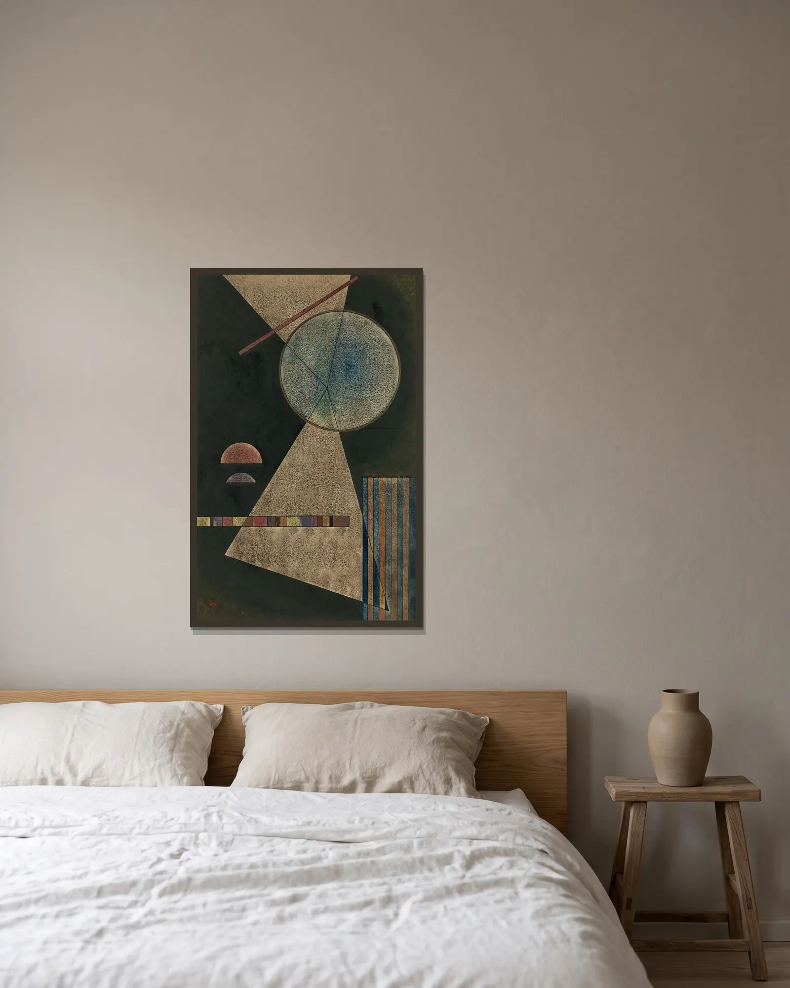 Treffpunkt (Meeting-Point) av Wassily Kandinsky inramad på en vägg