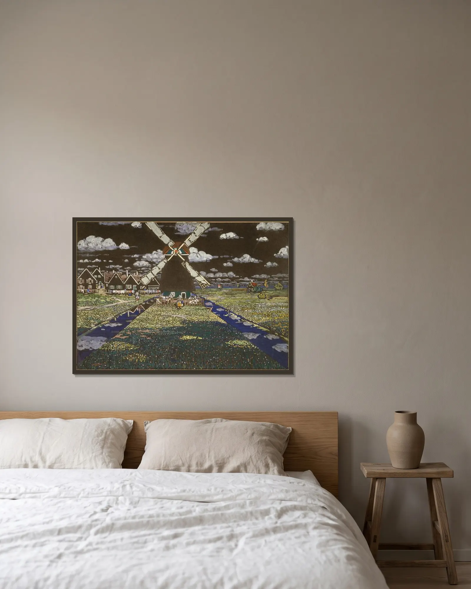 Windmill in Holland av Wassily Kandinsky inramad på en vägg