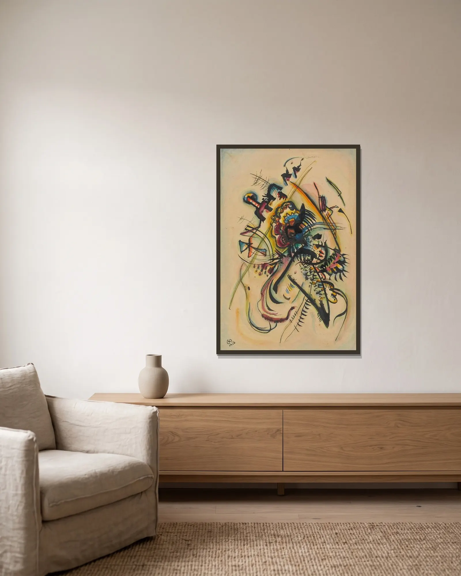 With One Voice av Wassily Kandinsky inramad på en vägg