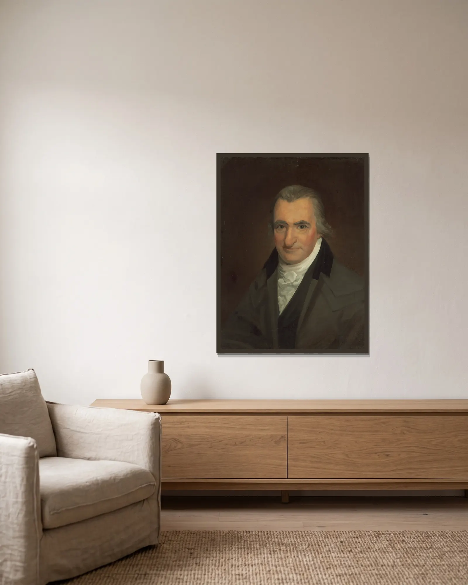 Thomas Paine av John Wesley Jarvis inramad på en vägg