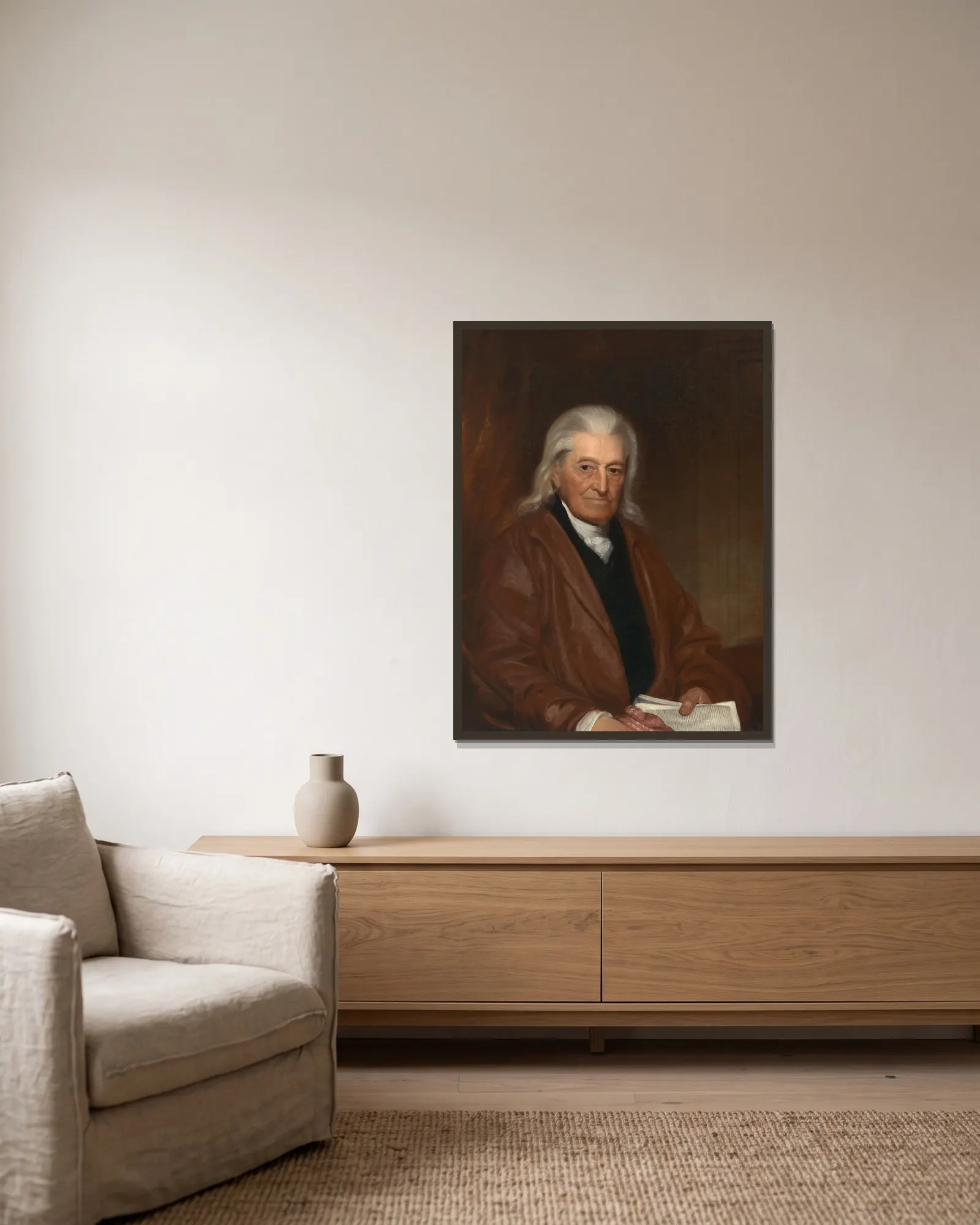 William Samuel Johnson av John Wesley Jarvis inramad på en vägg
